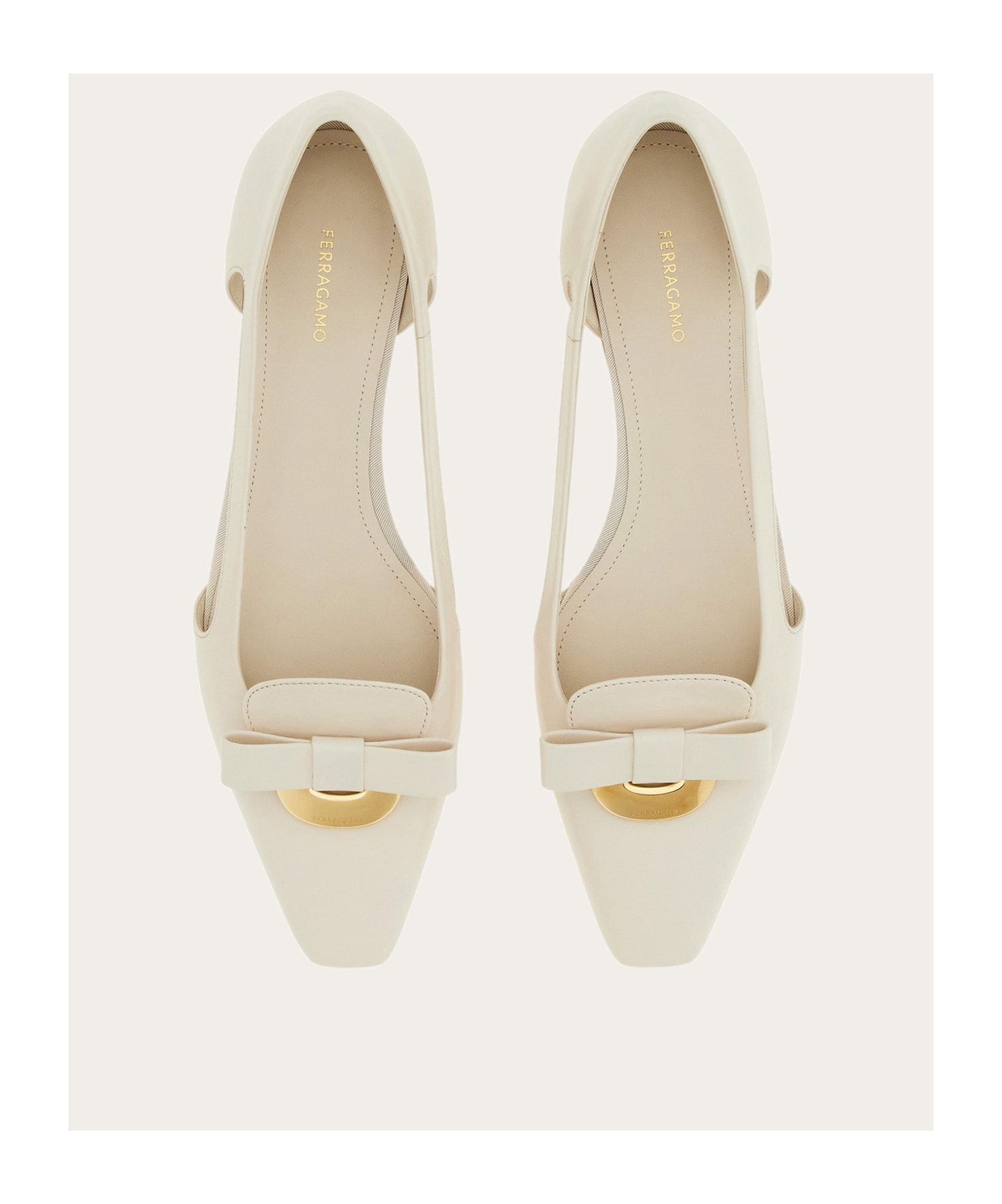 Ferragamo Terea Leather Flat In White