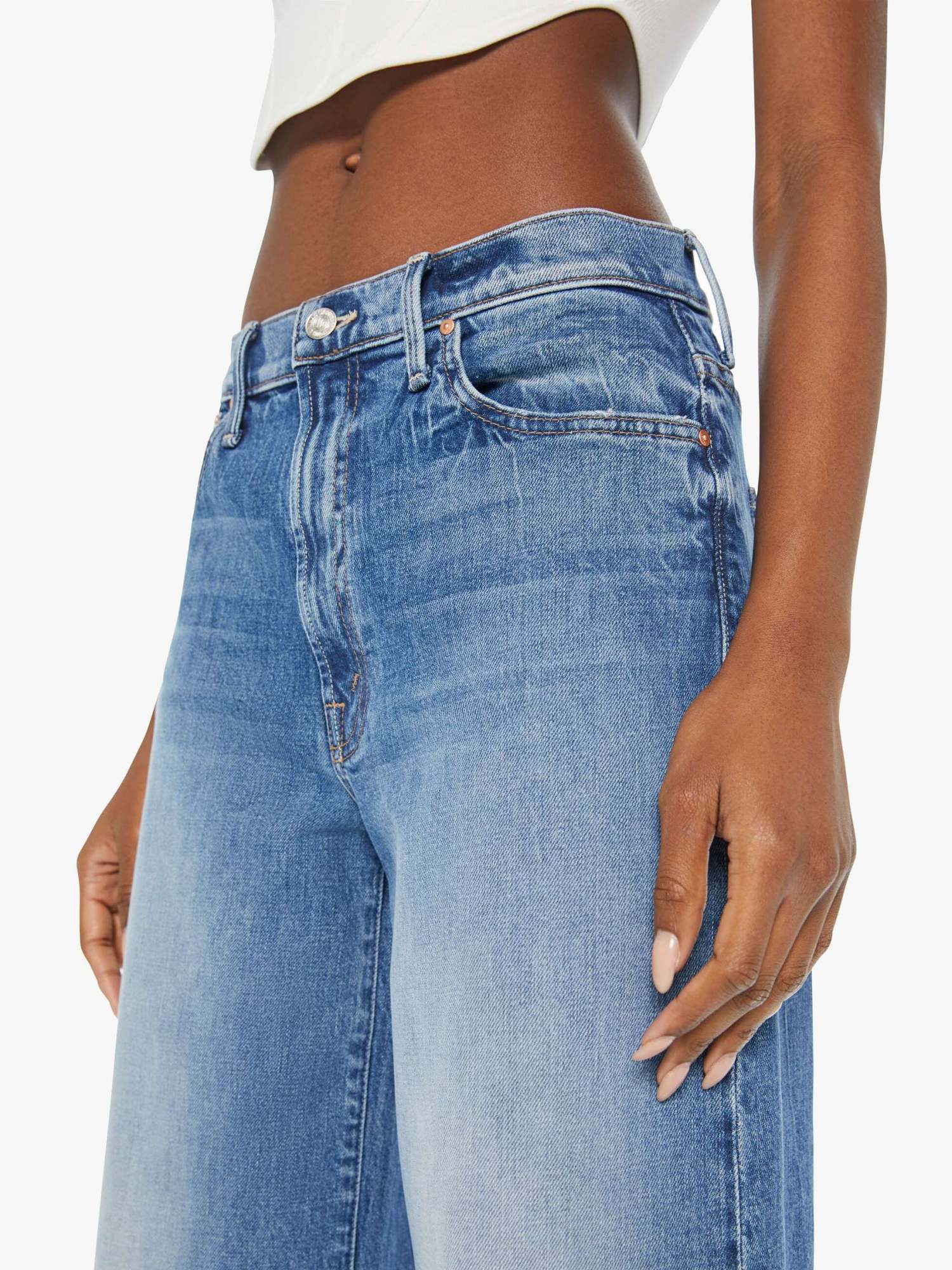 Shop Mother Multi-pocket Jeans In Blue