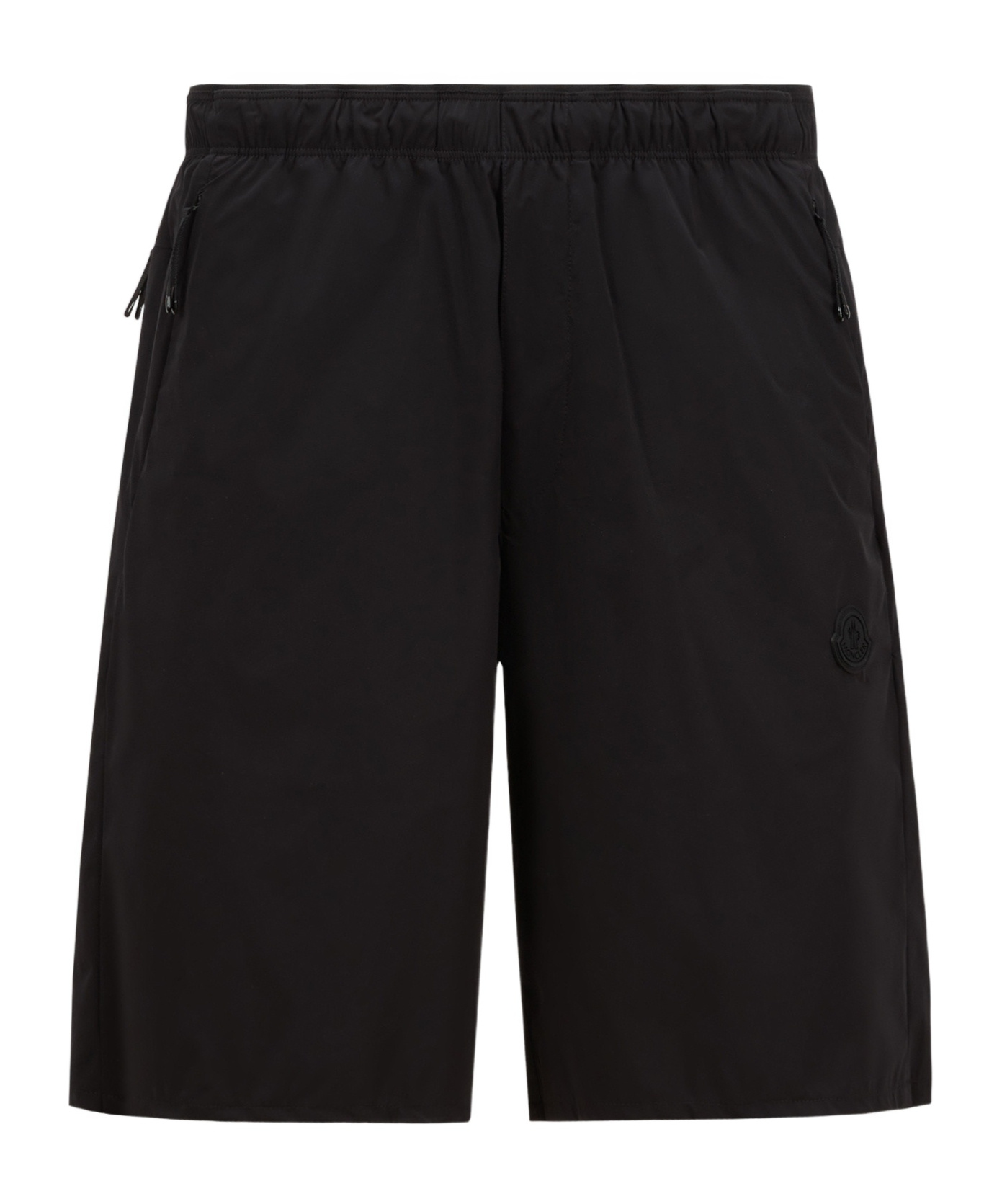 Moncler Men's Shorts With Logo Patch In Black