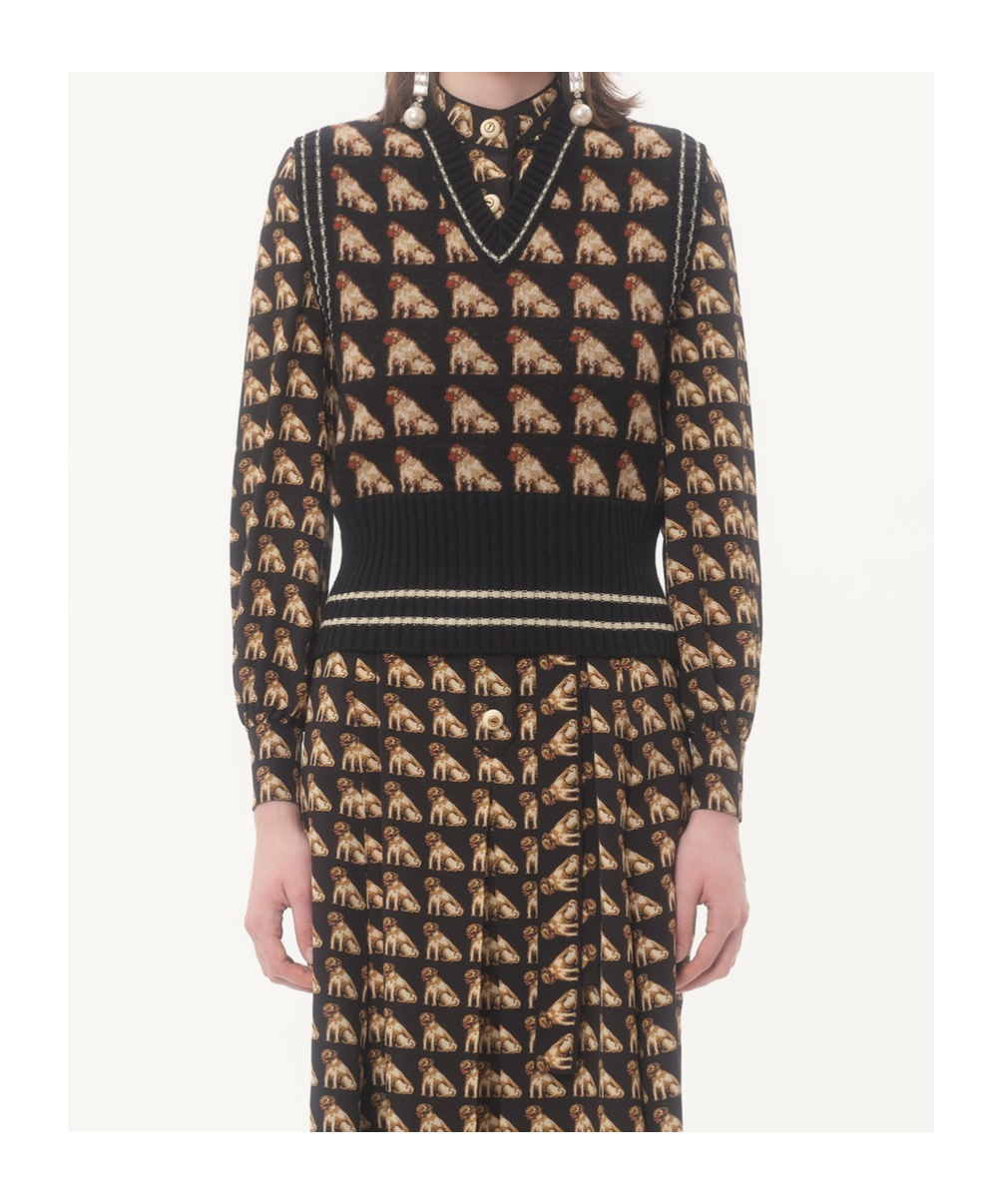 Valentino Petit Charles Jacquard Wool Gilet In Multi