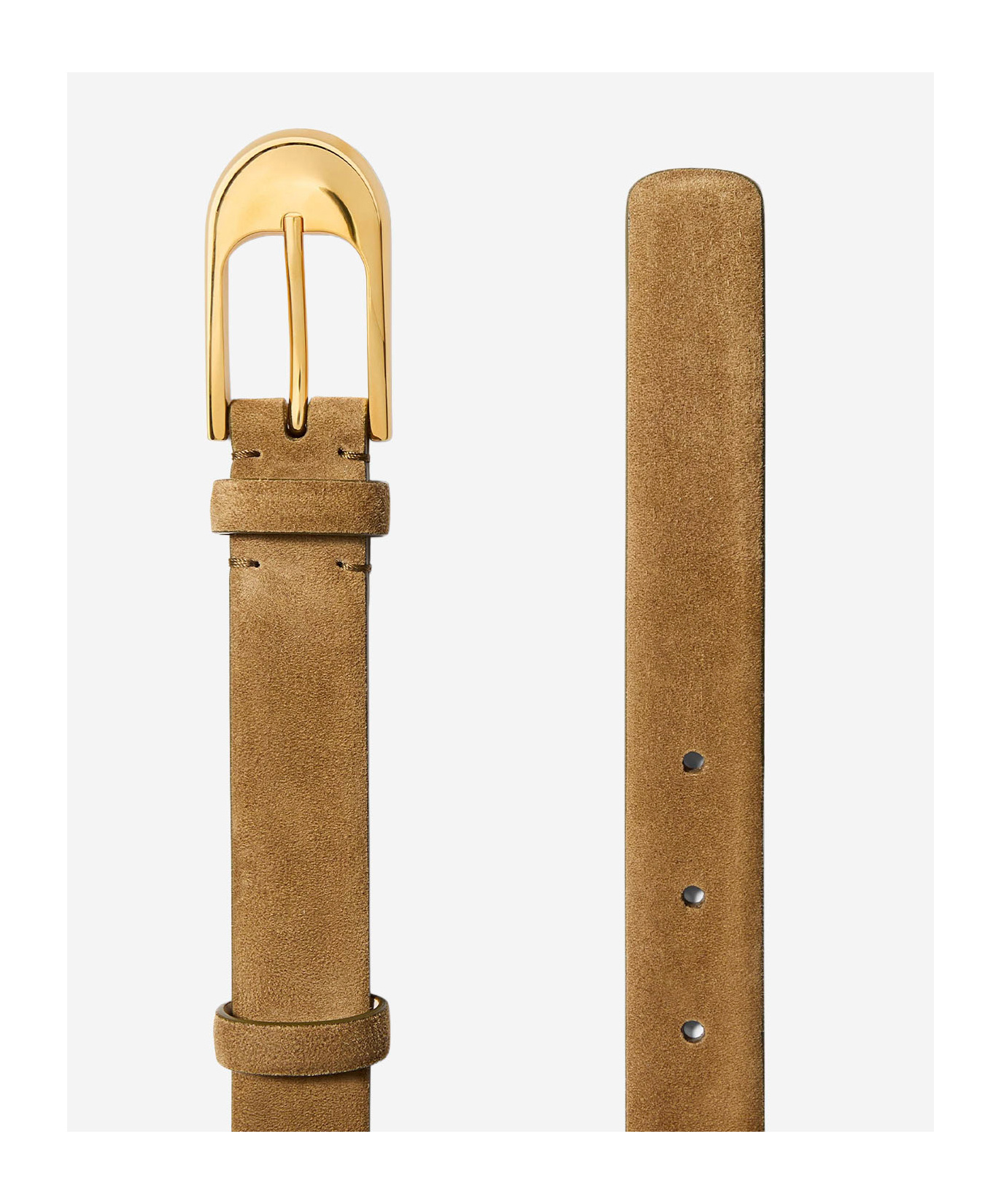 Khaite Beige Textured Buckle Belt In Brown