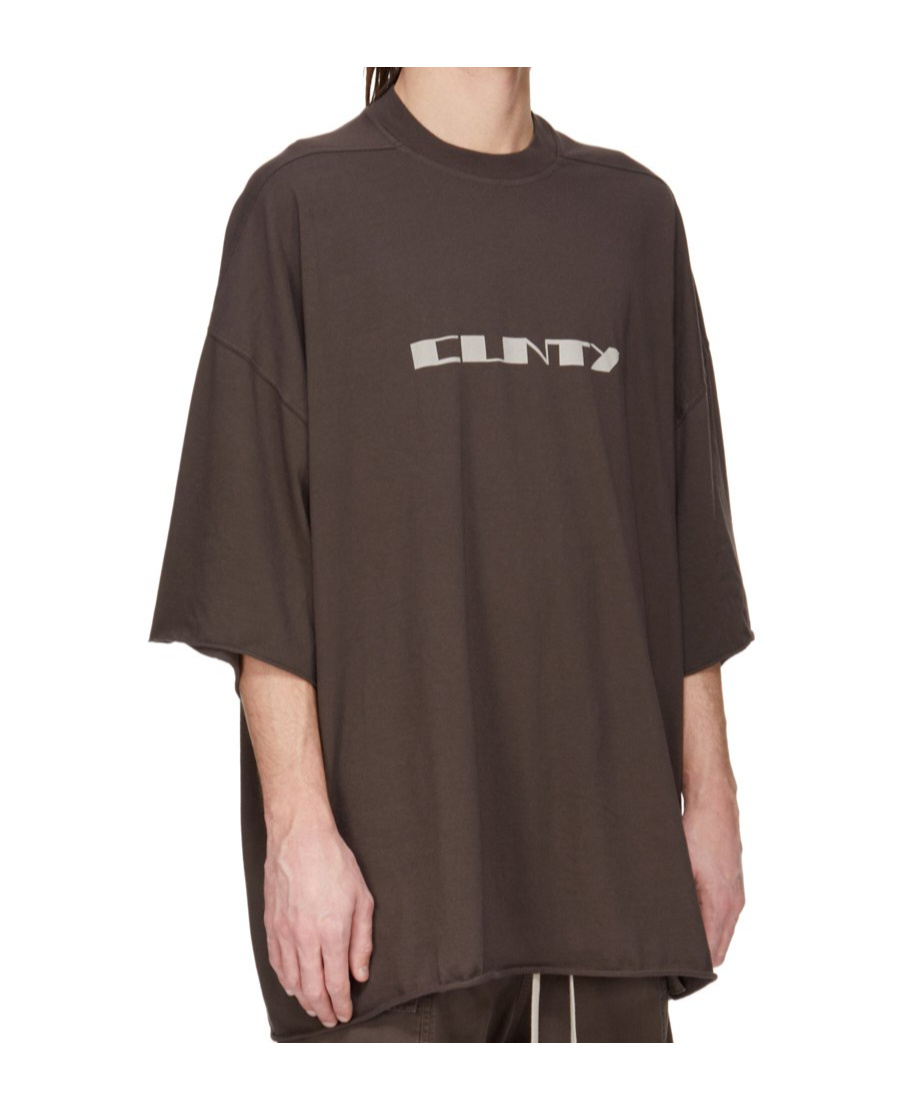 Rick Owens Drkshdw Graphic Print T-shirt Asymmetric Hem In Brown