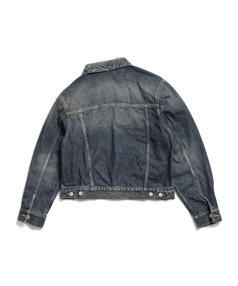 Balenciaga Denim Off-the-shoulder Jacket In Blue