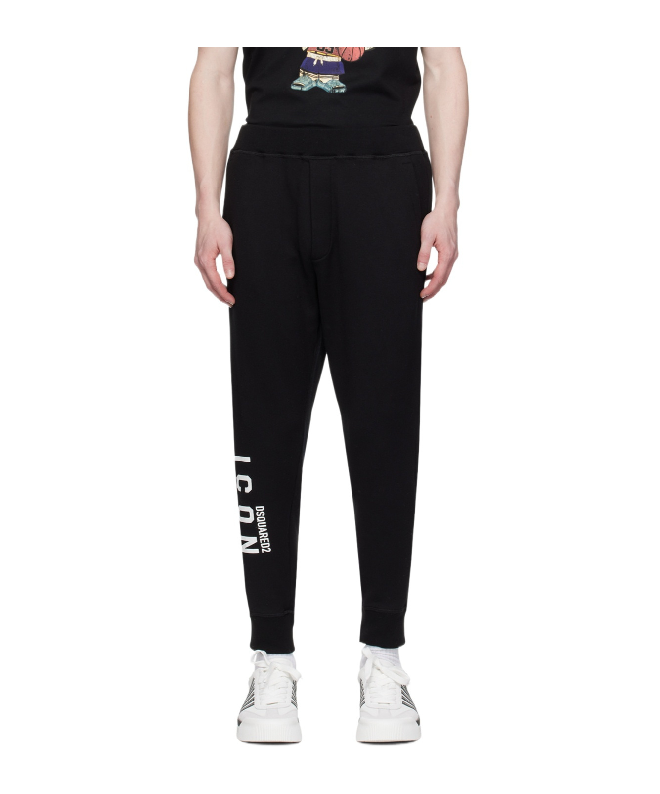 Dsquared2 Logo And Text Print Sweatpants In Black