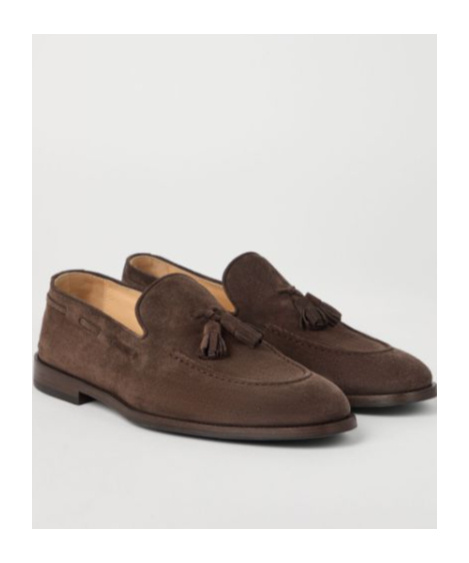 Brunello Cucinelli Round Head Loafer Shoes In Brown