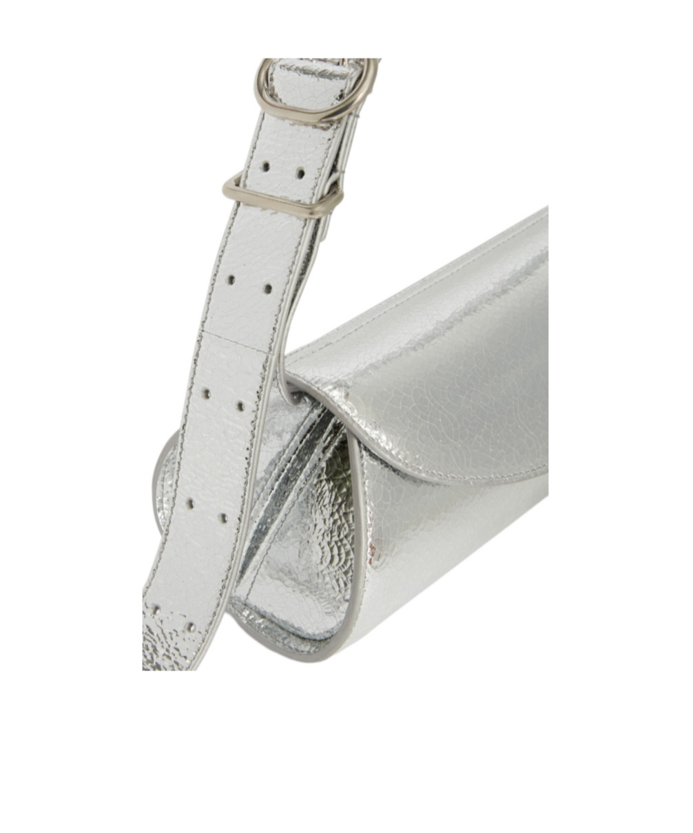 Jil Sander Small Cannolo Crackled Laminated Shoulder Bag In Blue