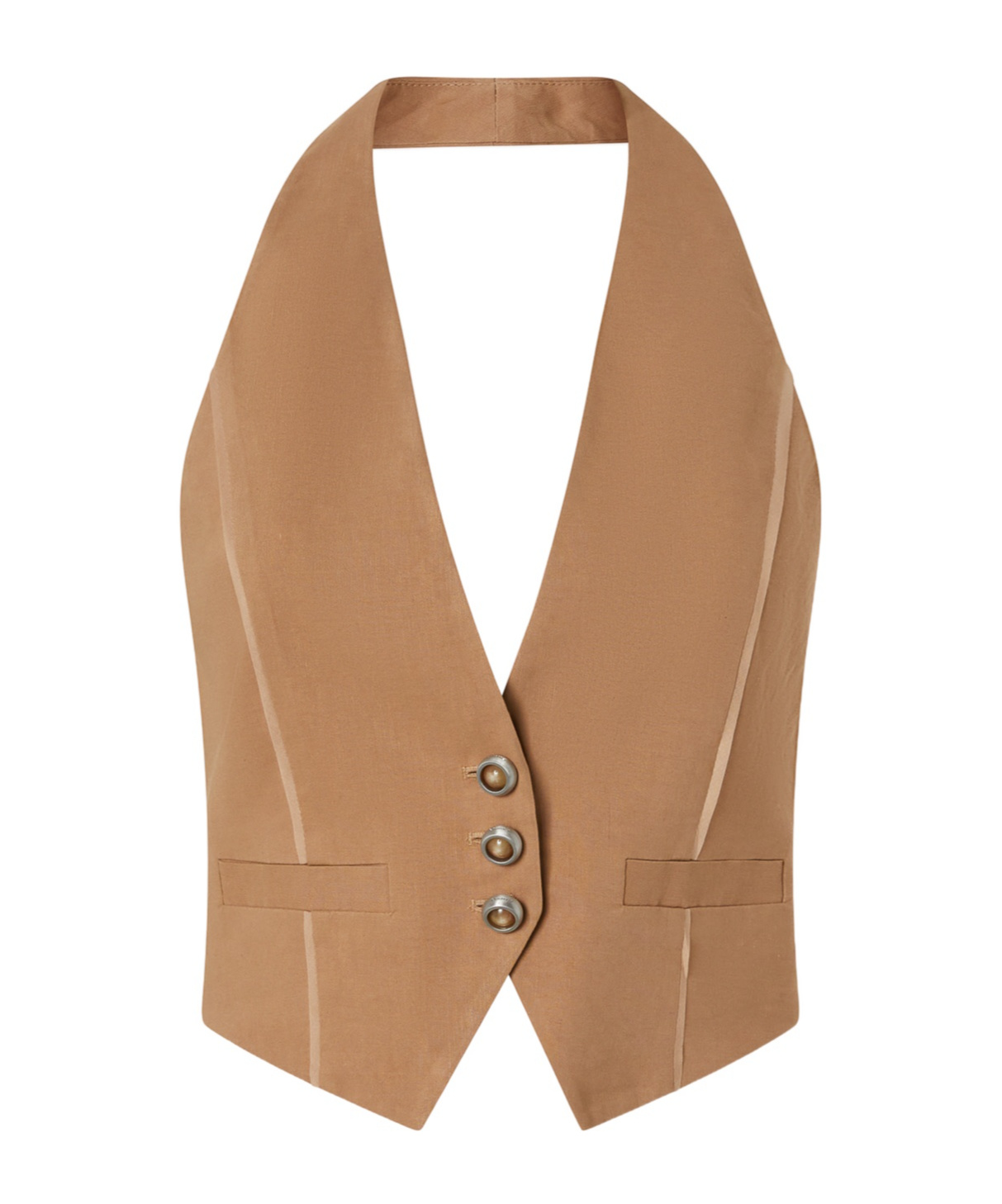 Pinko Open Back Short Vest In Brown