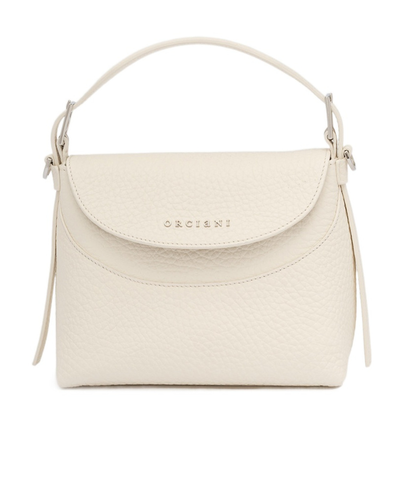 Orciani Nana Soft Small Leather Handbag With Strap In White