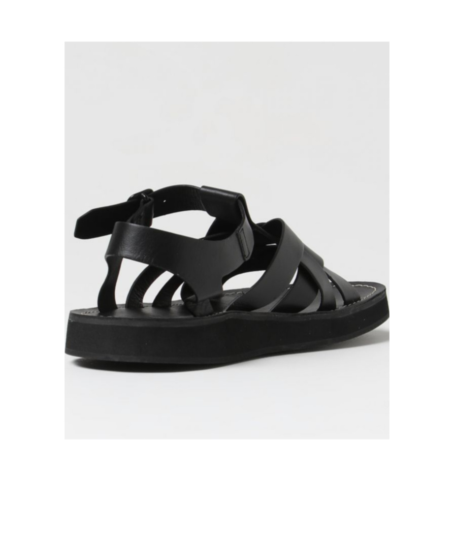 Hereu Round-headed Flat Sandals In Black