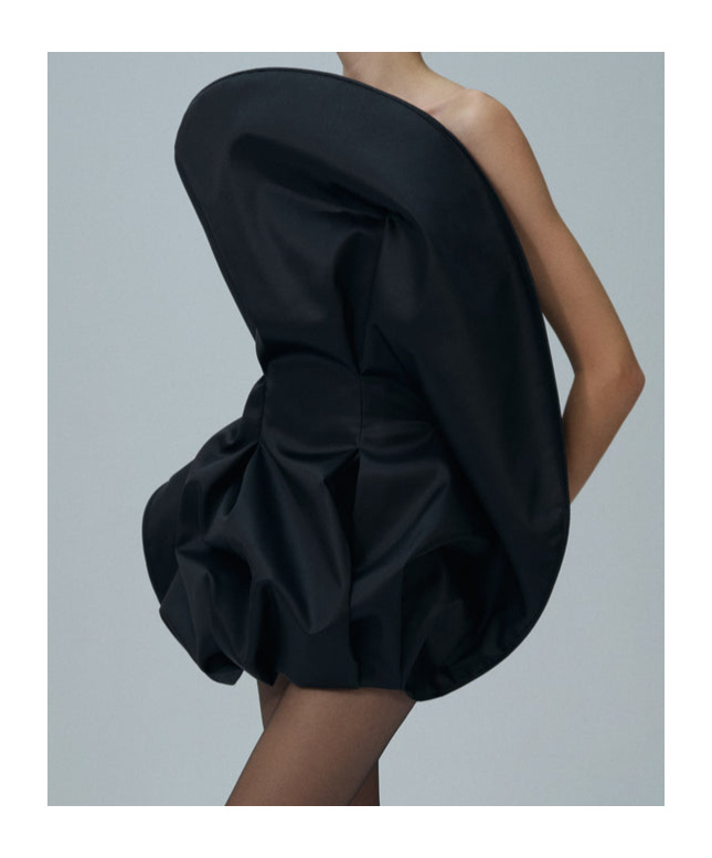 Magda Butrym Ruffled Wool And Silk Organza Minidress In Black