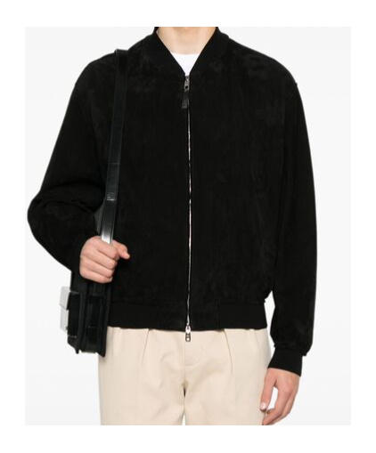 Shop Dolce & Gabbana Suede Bomber Jacket In Black
