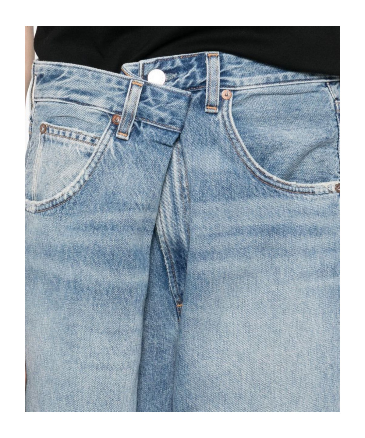 Agolde Pleated Detail Denim Trousers In Blue
