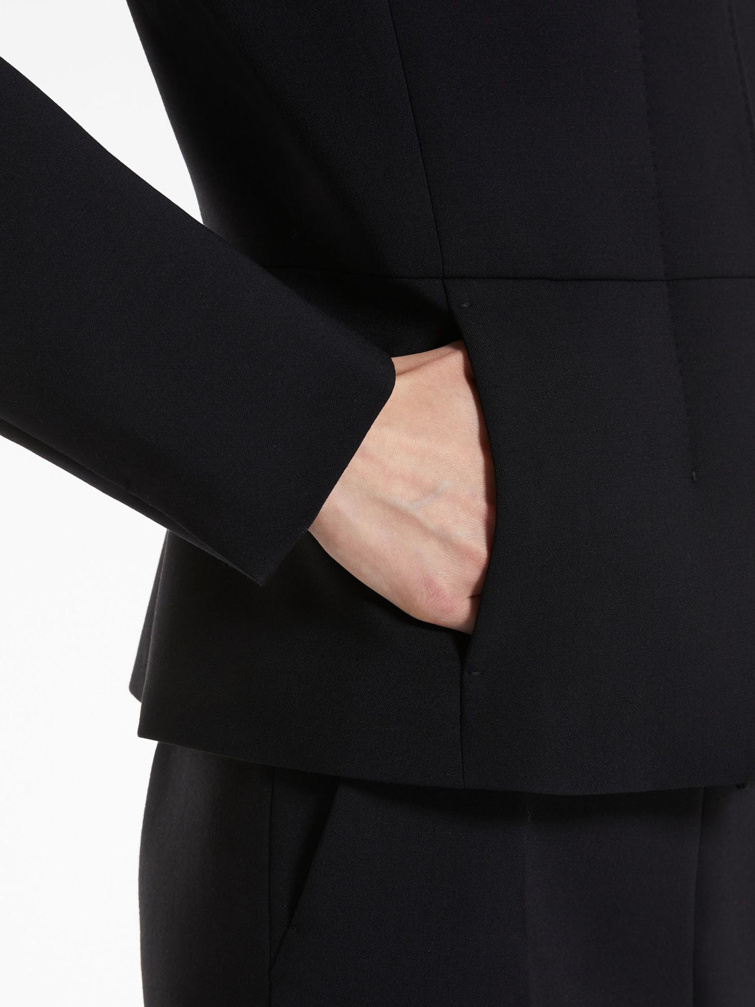 Max Mara Round-necked Jacket In Black