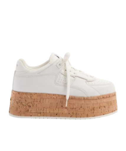 Valentino Leather Platform Sneakers Perforated Detailing In White