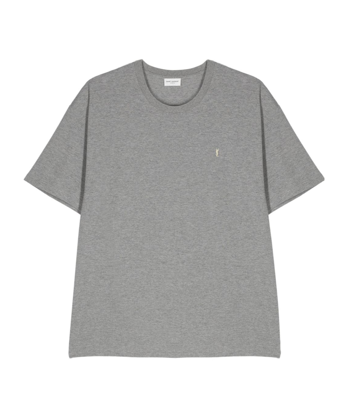 Saint Laurent Cassandre Cotton Blend T-shirt In Gray