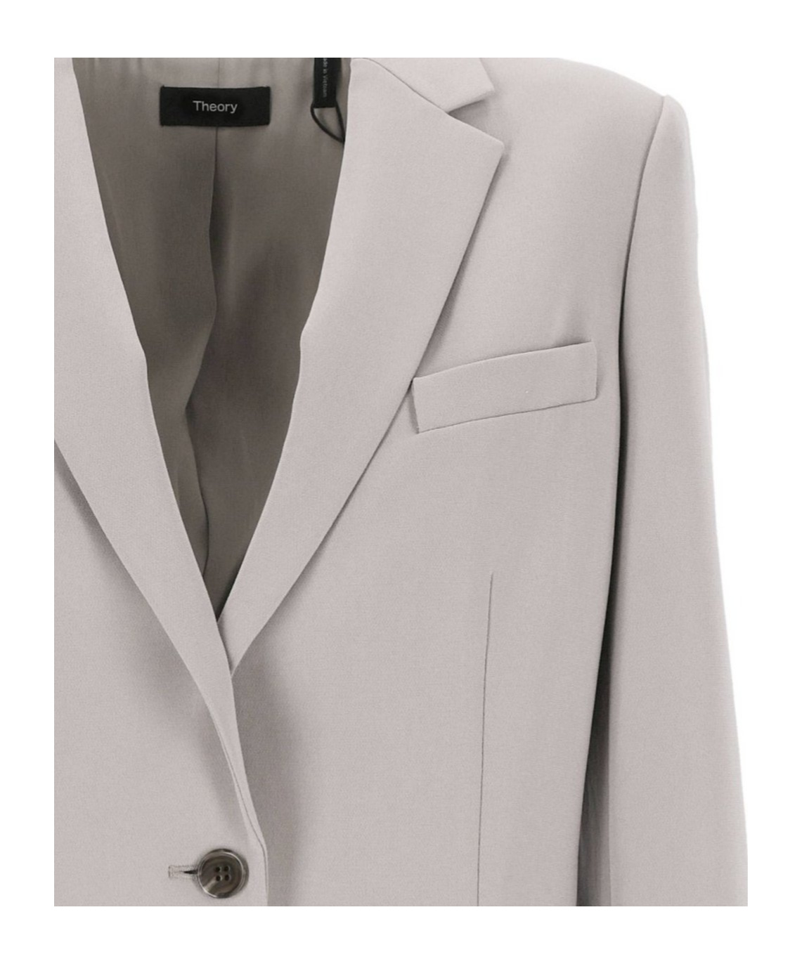 Theory Admiral Crepe One-button Staple Blazer In Gray