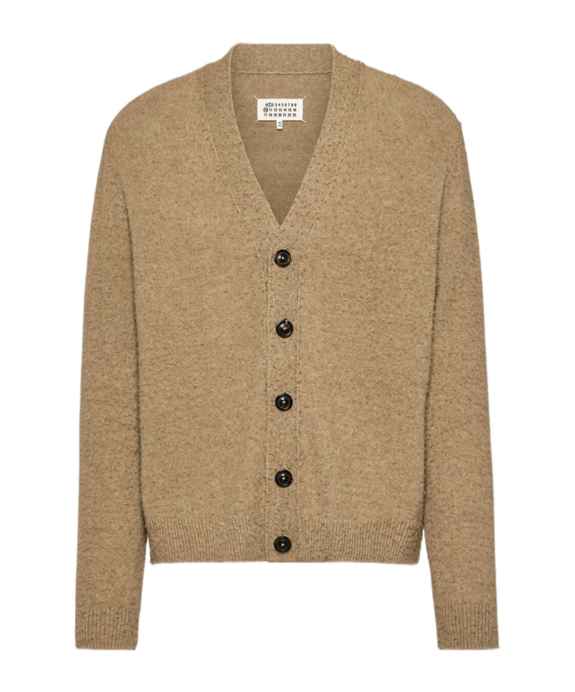 Maison Margiela Melange Cappuccino Wool Blend Cardigan In Green