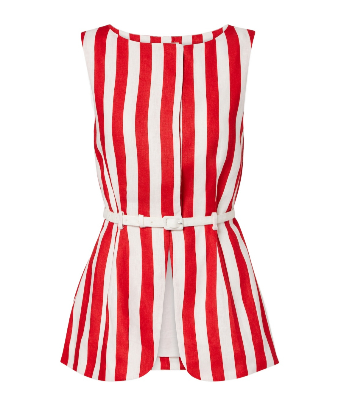 Posse Pamela Striped Linen Vest In Red