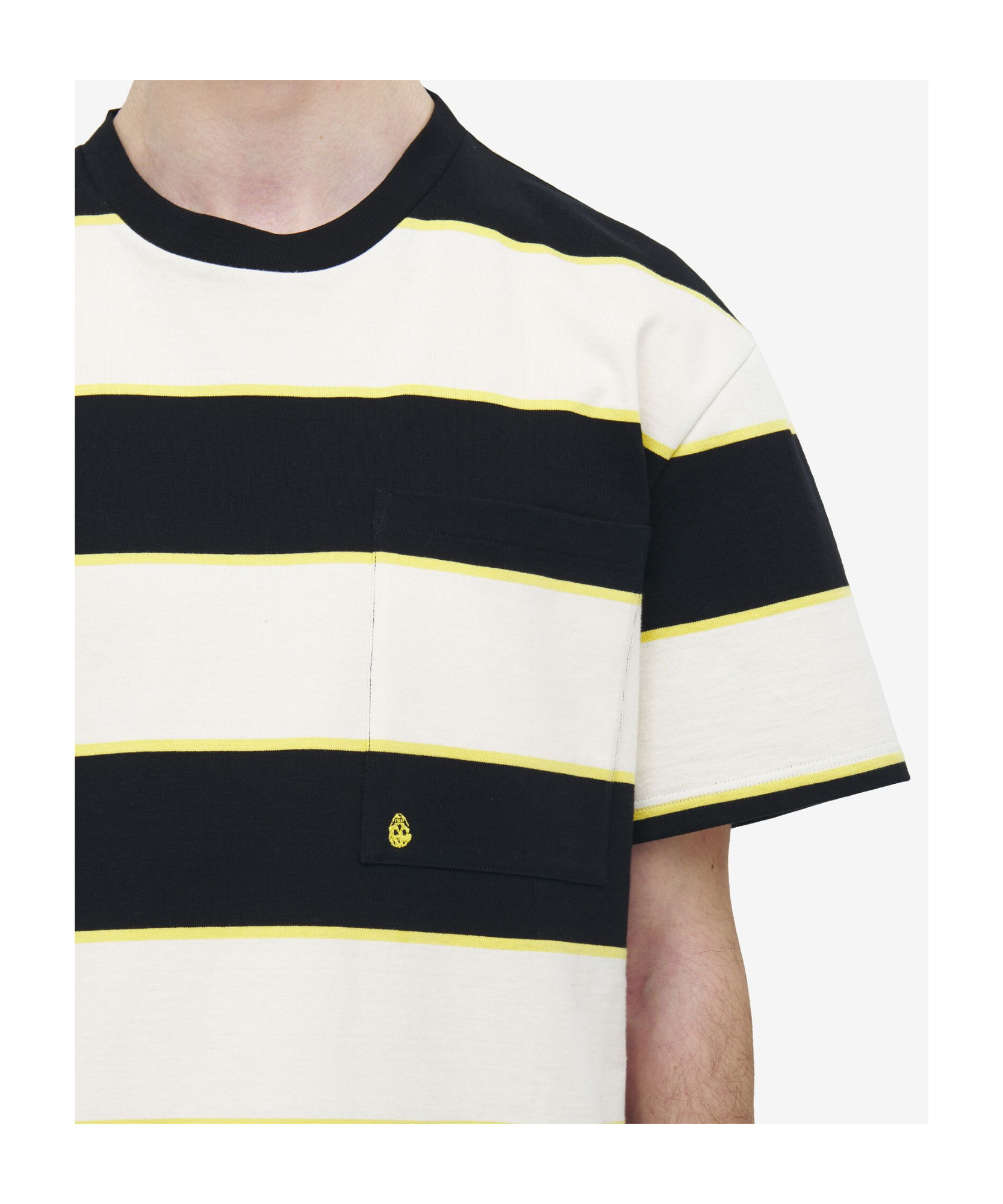 Alexander Mcqueen Inverted Skull Striped T-shirt In Black