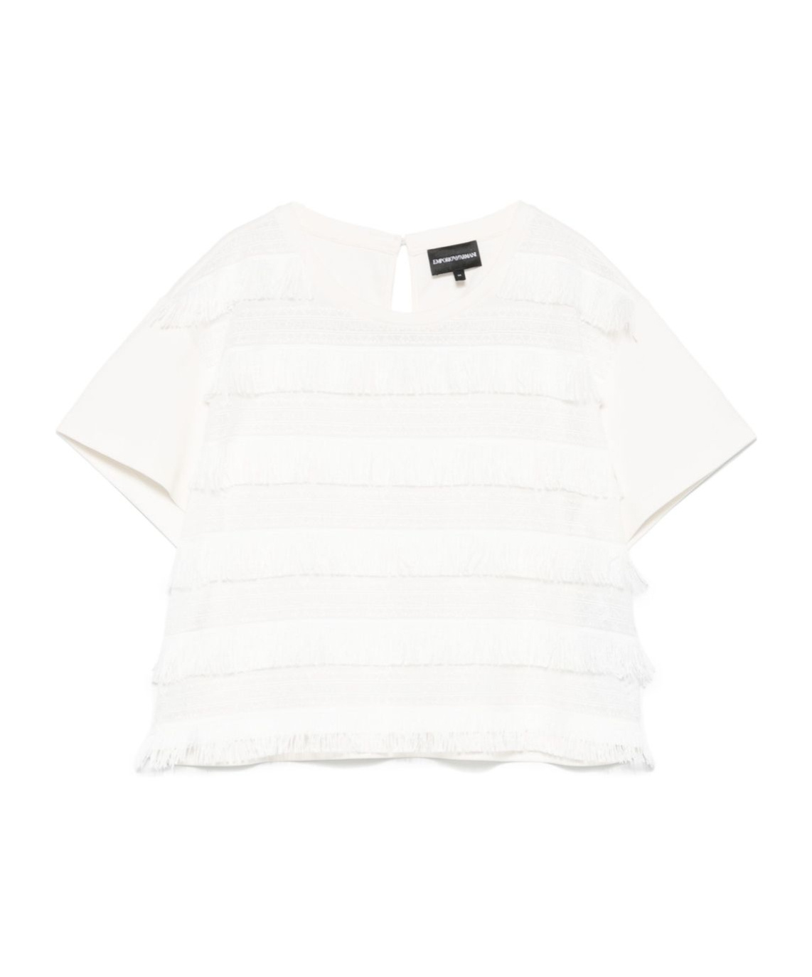 Shop Emporio Armani Fringed T-shirt In White