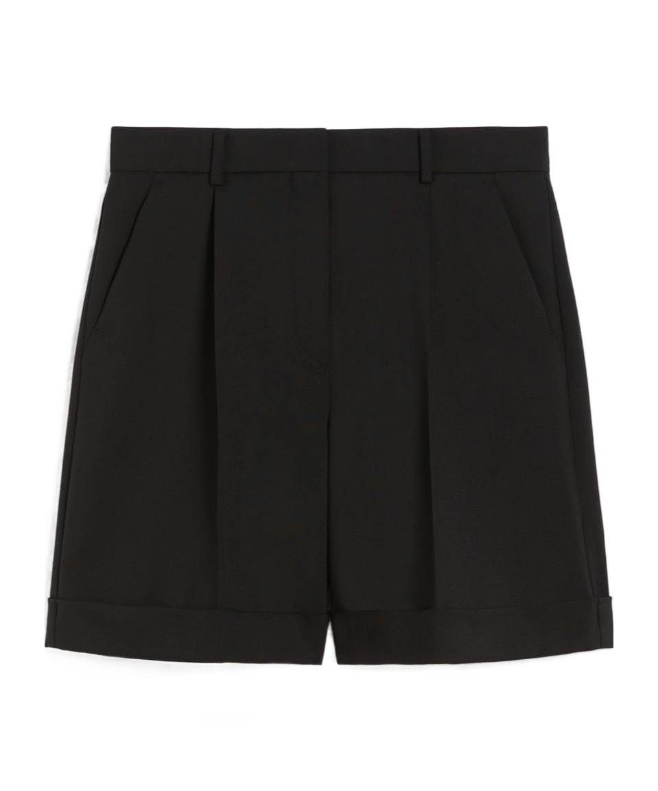 Weekend Max Mara Wool Canvas Bermuda Shorts In Black
