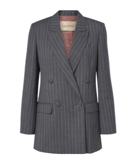 Valentino Pinstripe Virgin Wool Blazer In Black