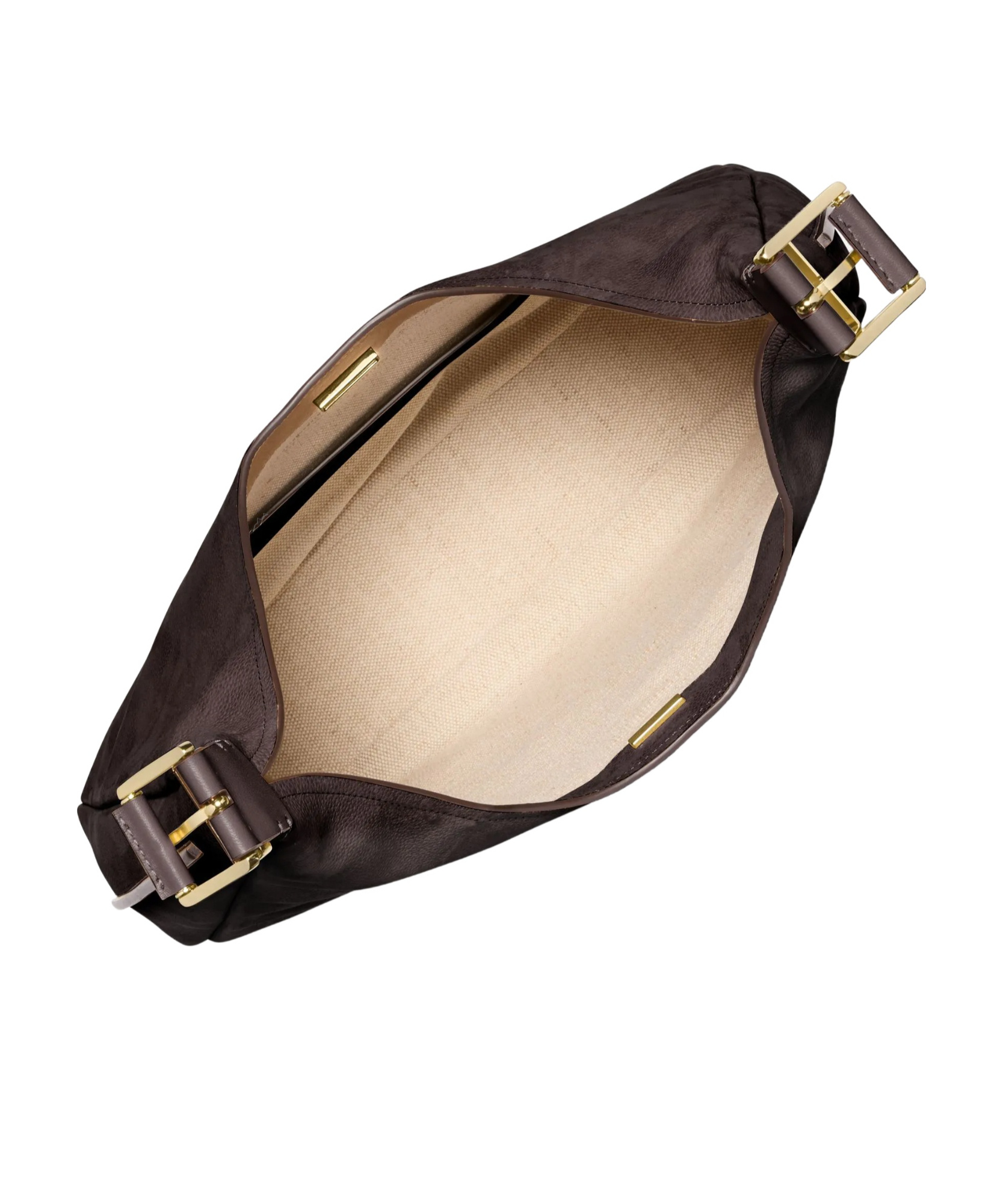 Michael Michael Kors Curved Brown Cowhide Leather Hobo Shoulder Bag In Black