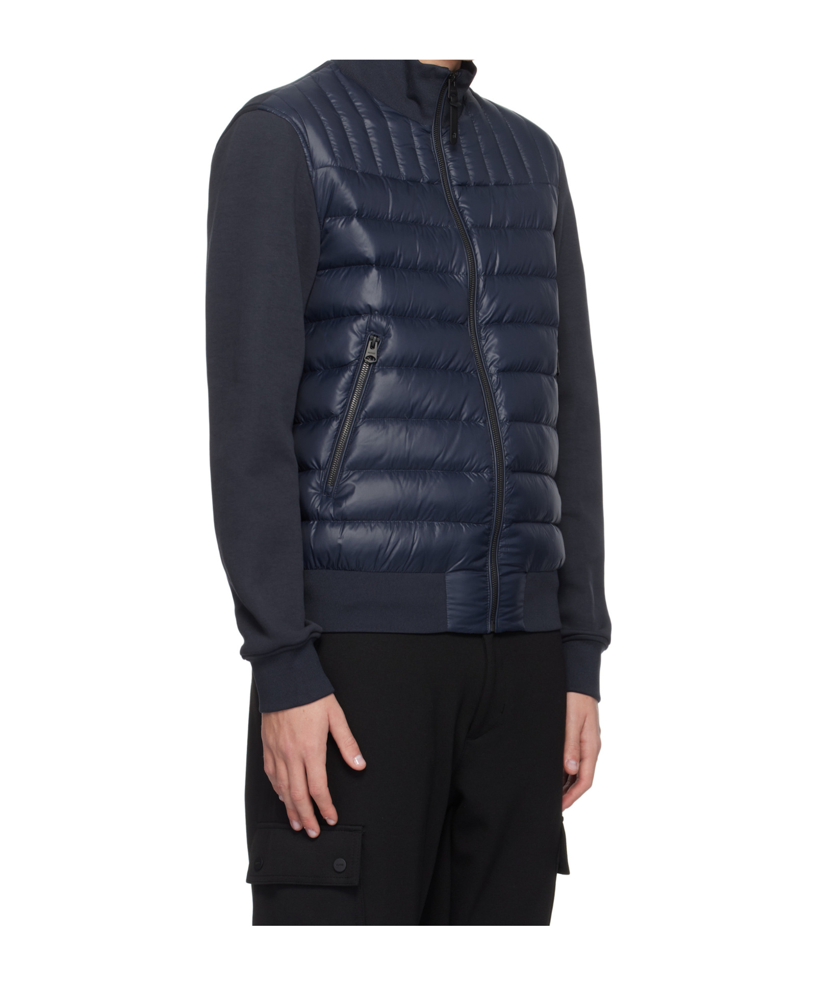Mackage Navy Collin-r Mixed Media Down Jacket In Black