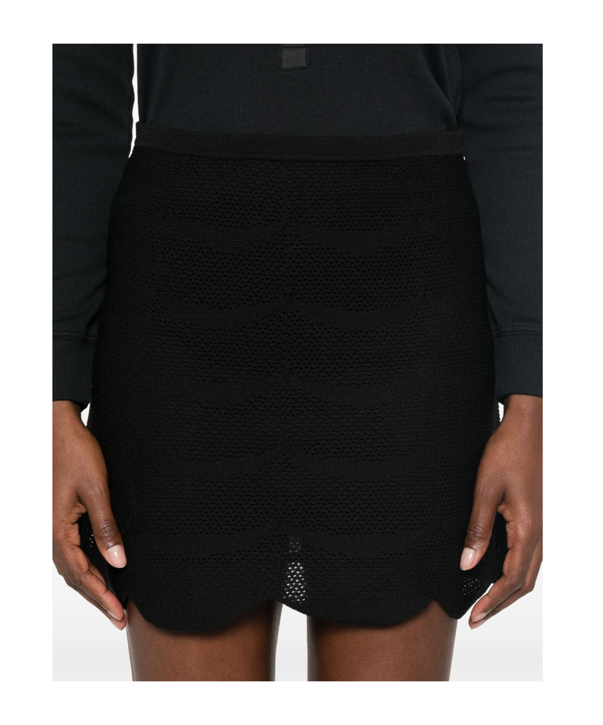 Tom Ford Elegant Mini Skirt With Scalloped Hem And Elastic Waistband In Black