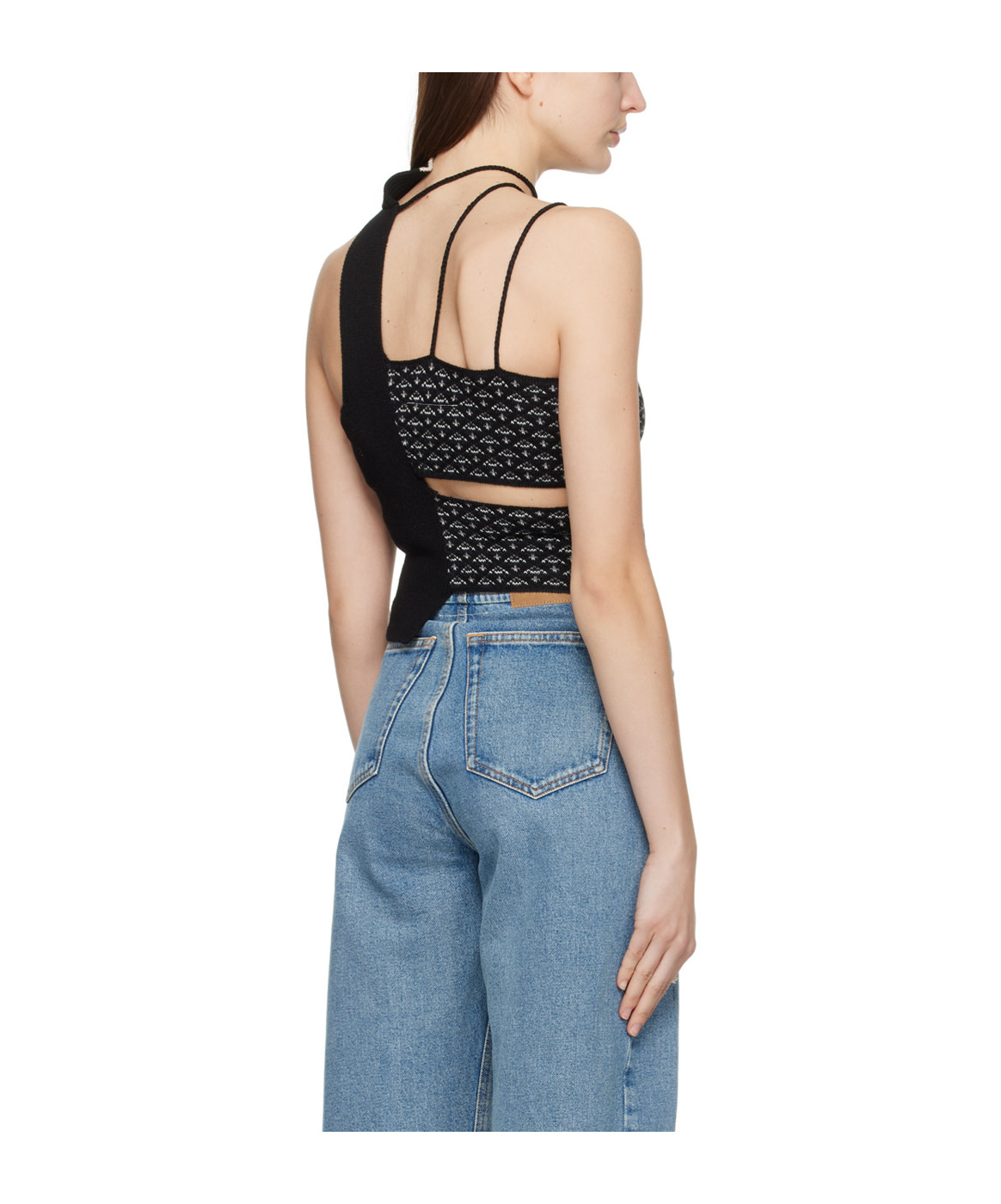 Shop Mm6 Maison Margiela Pattern Hollowed-out Knitted Vest In Blue