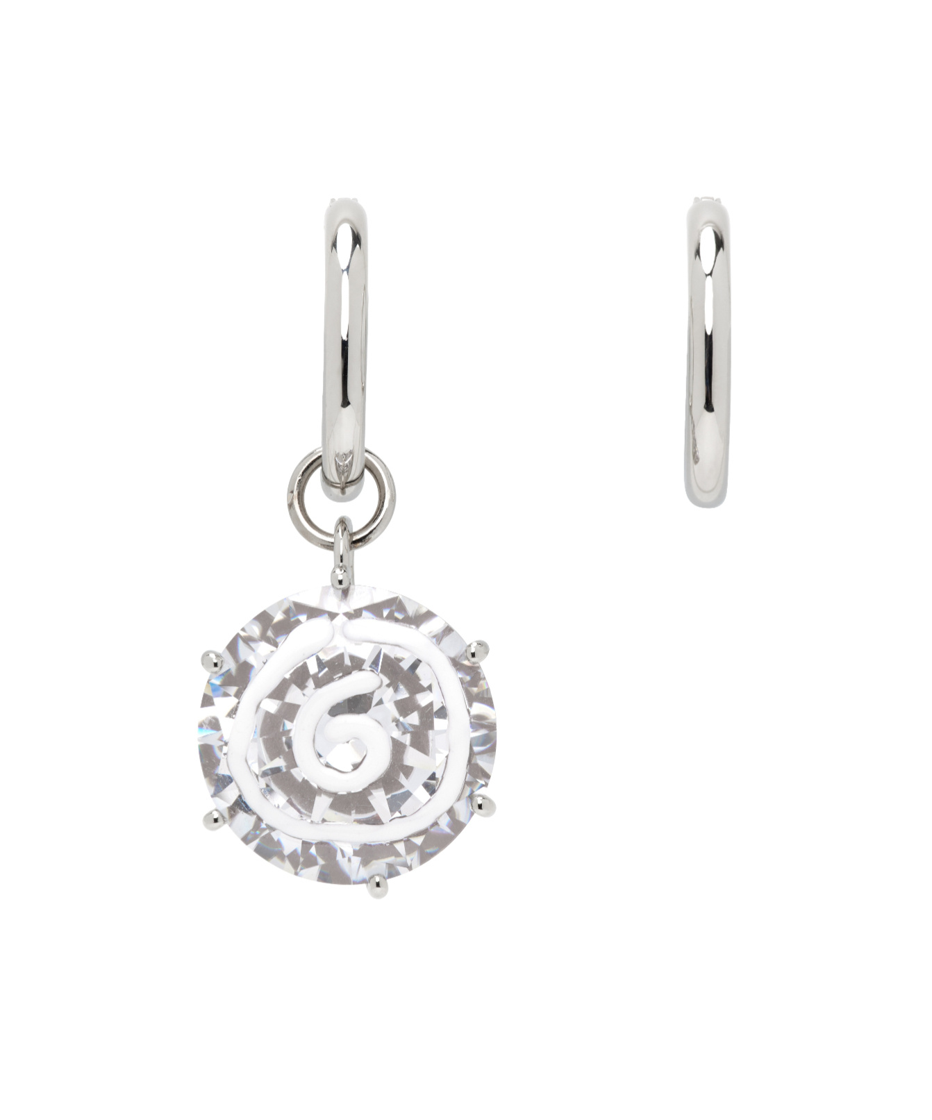 Mm6 Maison Margiela Pendant-embellished Hoop Earrings In Metallic