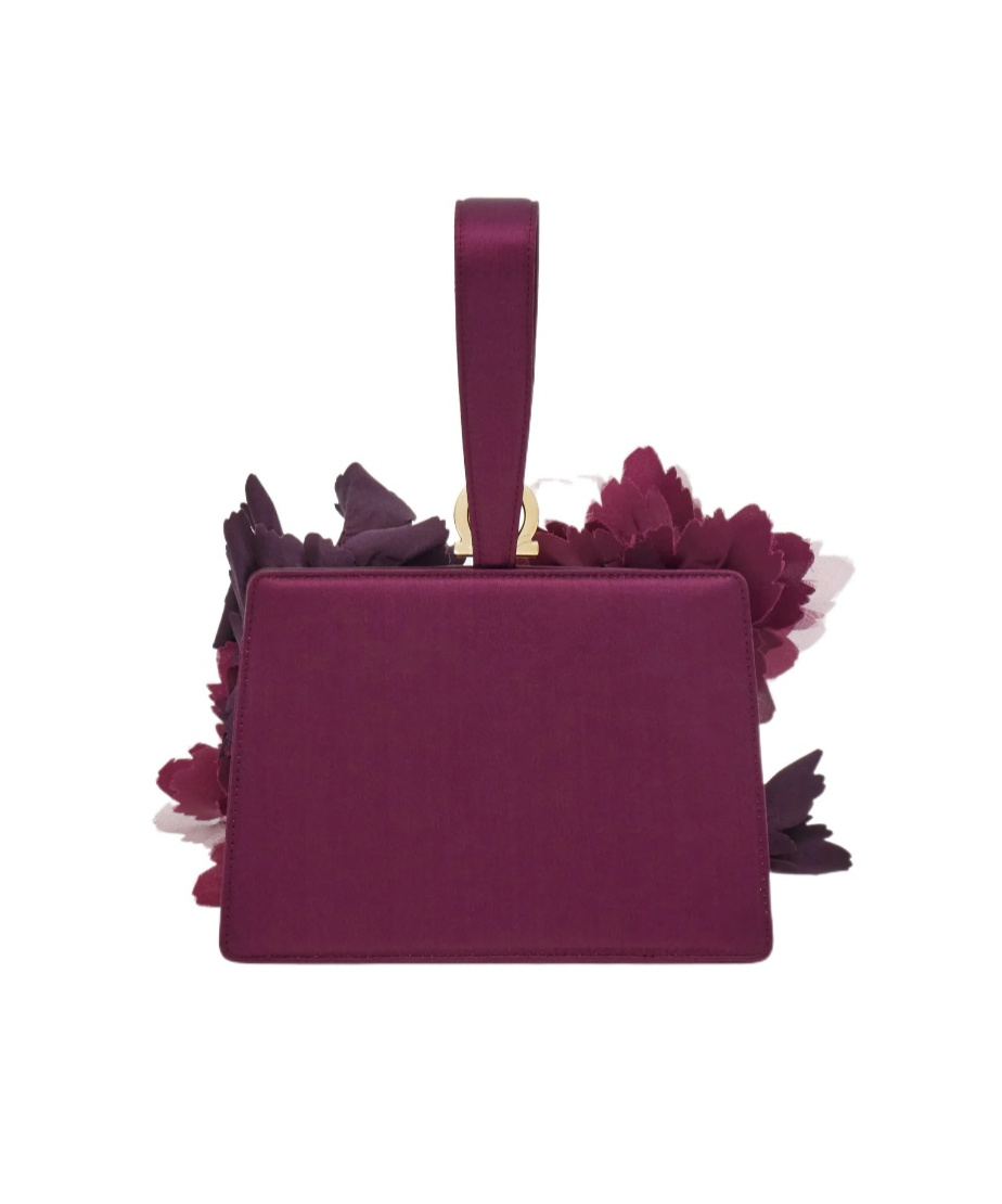 Ferragamo Mini Clutch With Floral Detailing In Purple