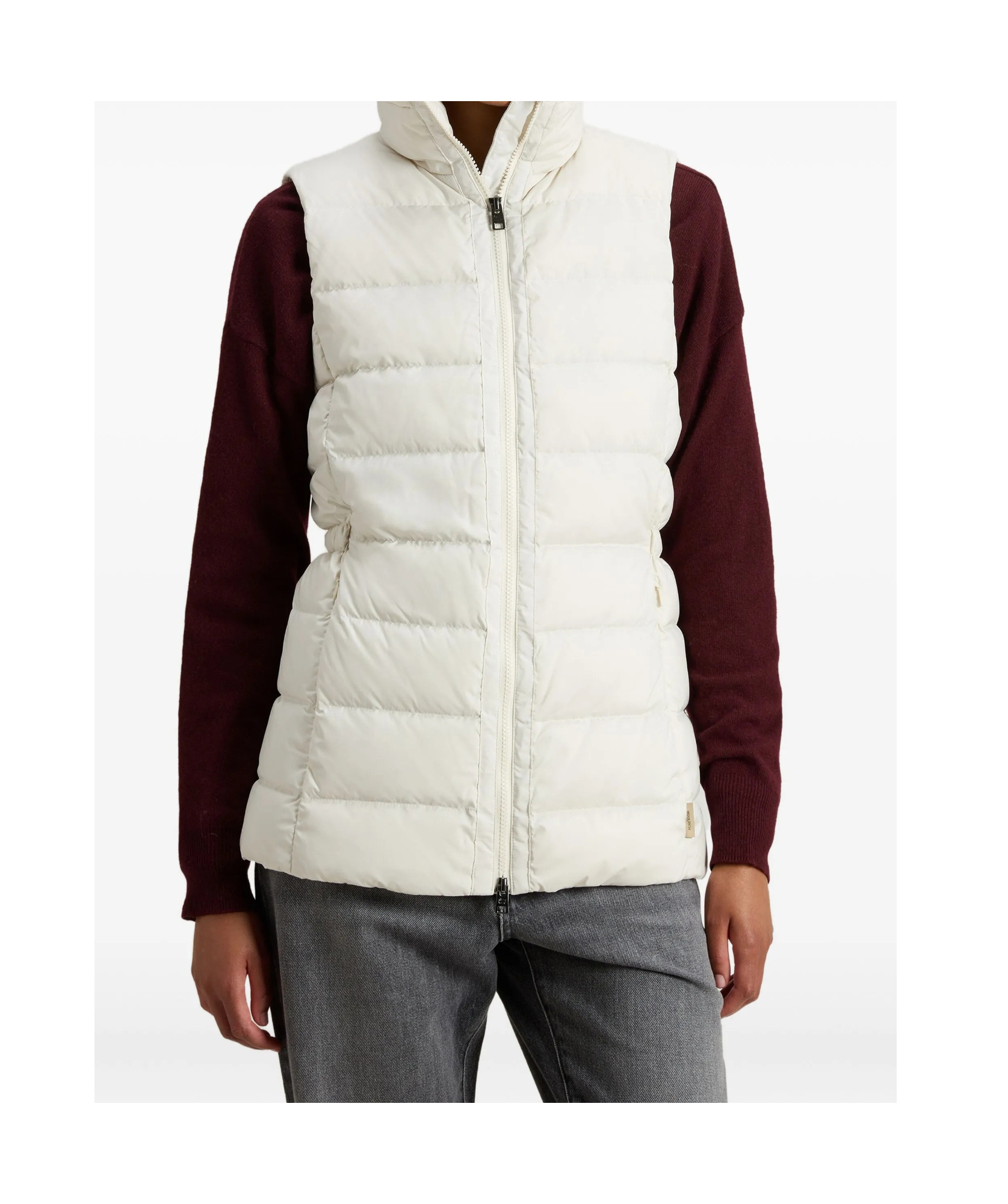 Woolrich Microfiber Padded Vest High Collar In White
