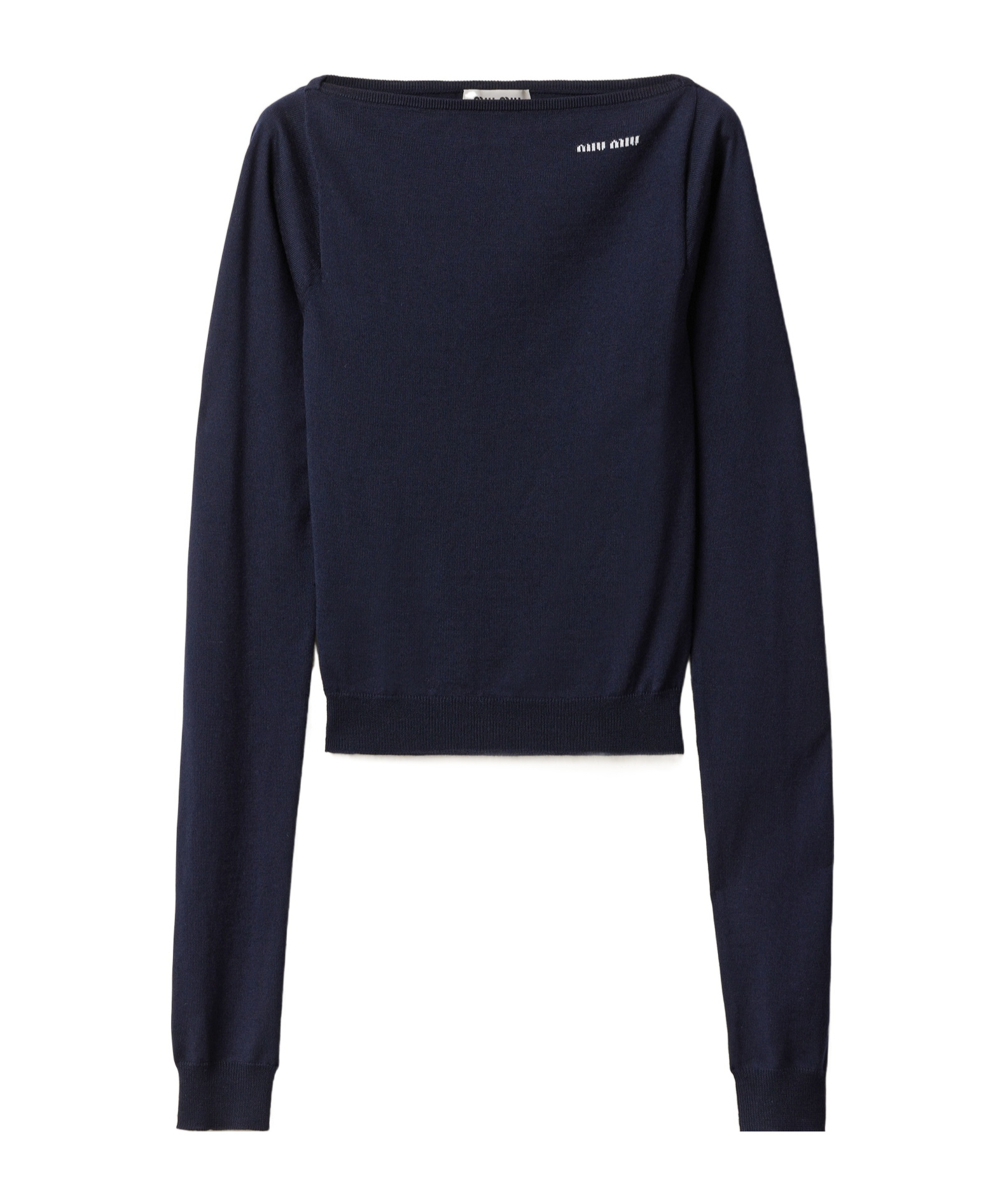 Miu Miu Blue Boat Neck Sweater In Wool In Blue