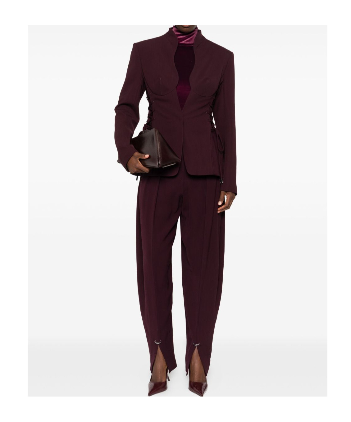 Mugler High-neck Velvet Bodysuit In Brown