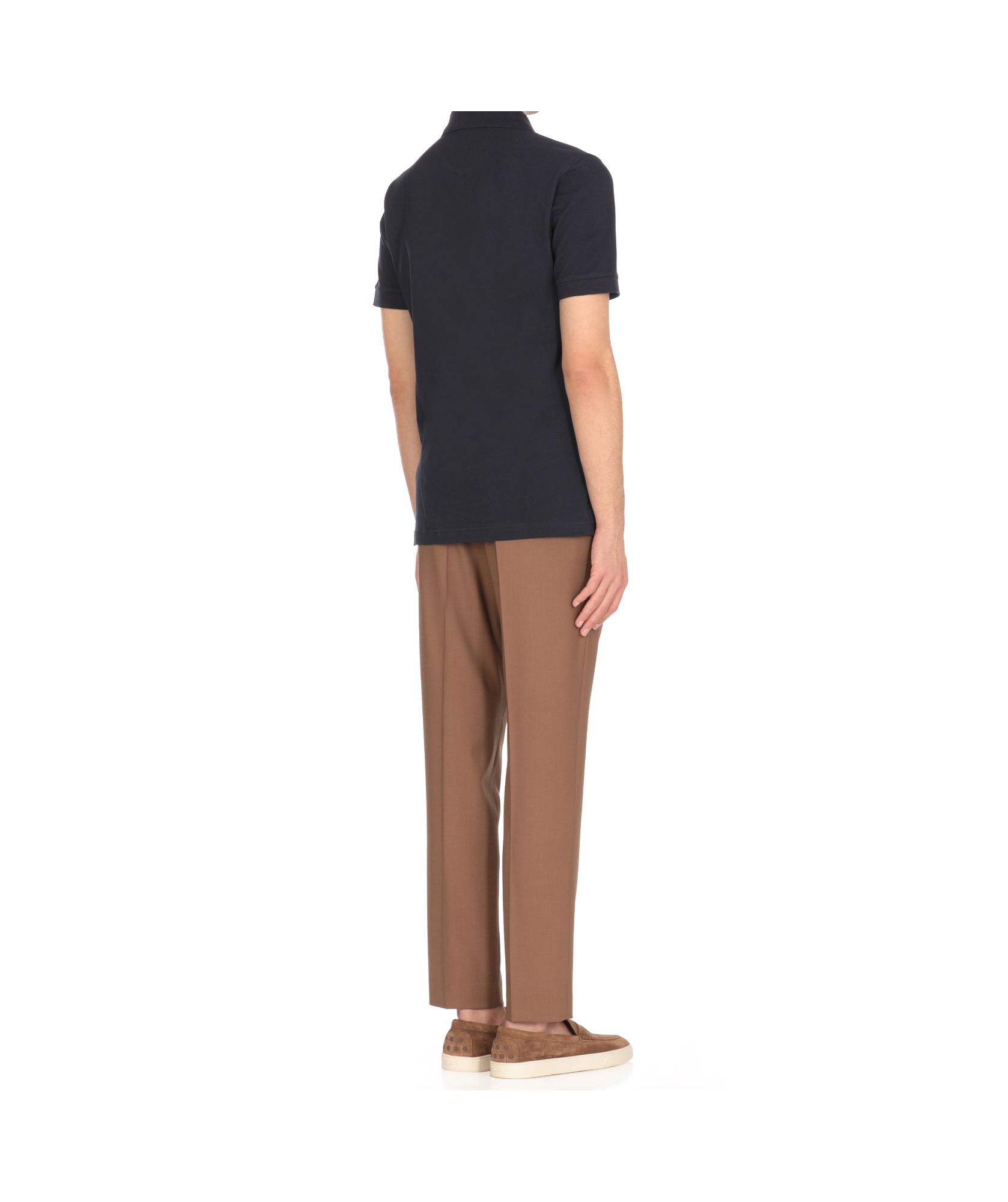 Fay Men Short-sleeved Cotton Polo Shirt In Black