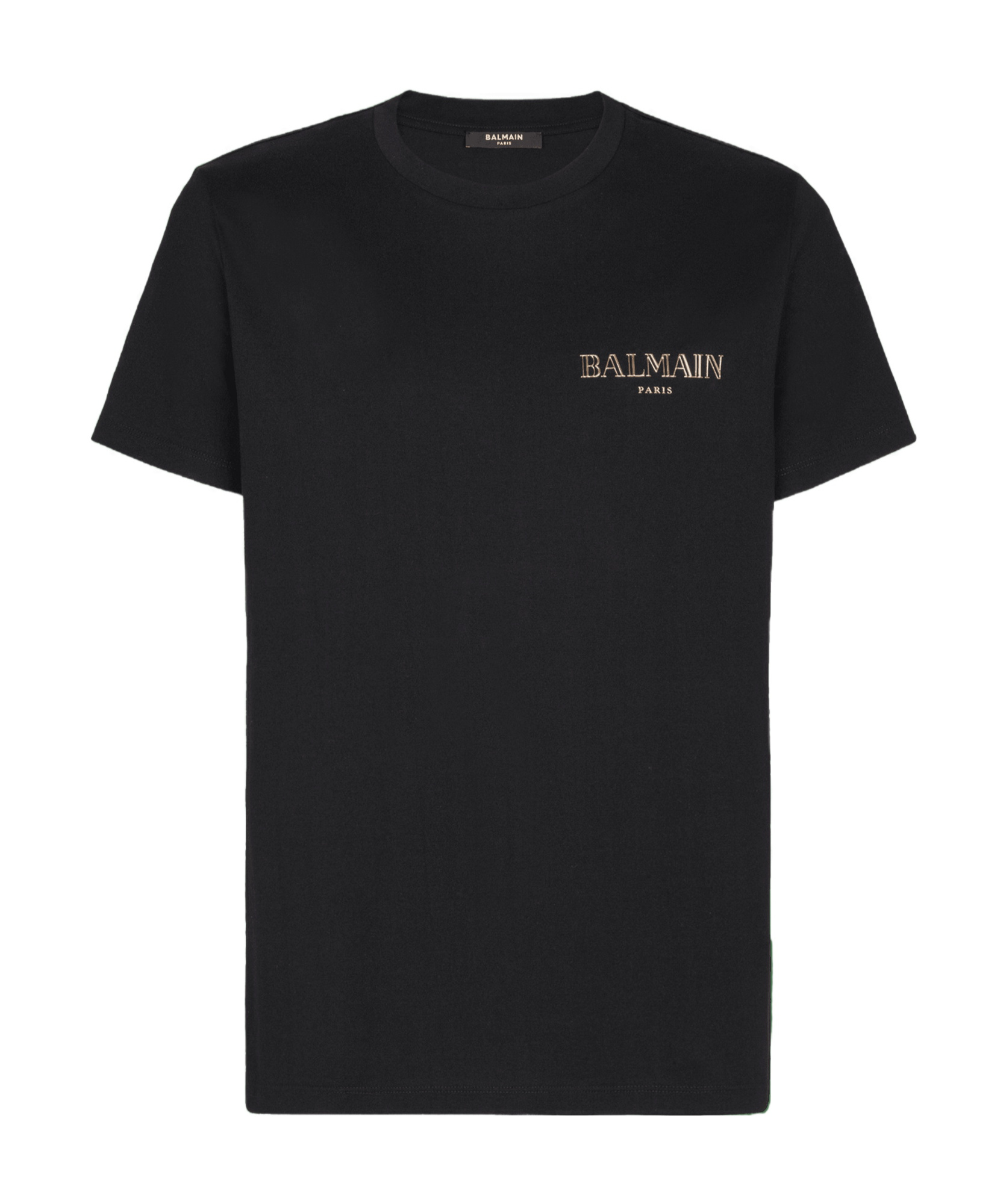 Balmain Black Crewneck T-shirt With Logo Print In Cotton Man