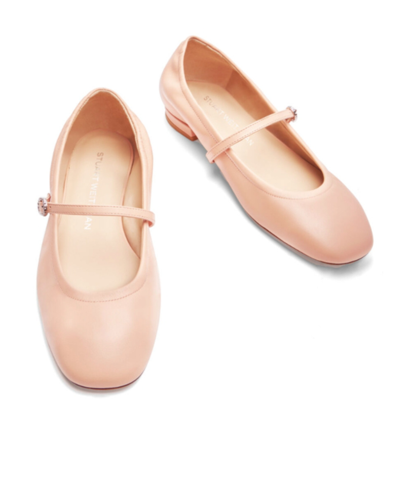 Stuart Weitzman Claris Ballet Flats In Nude