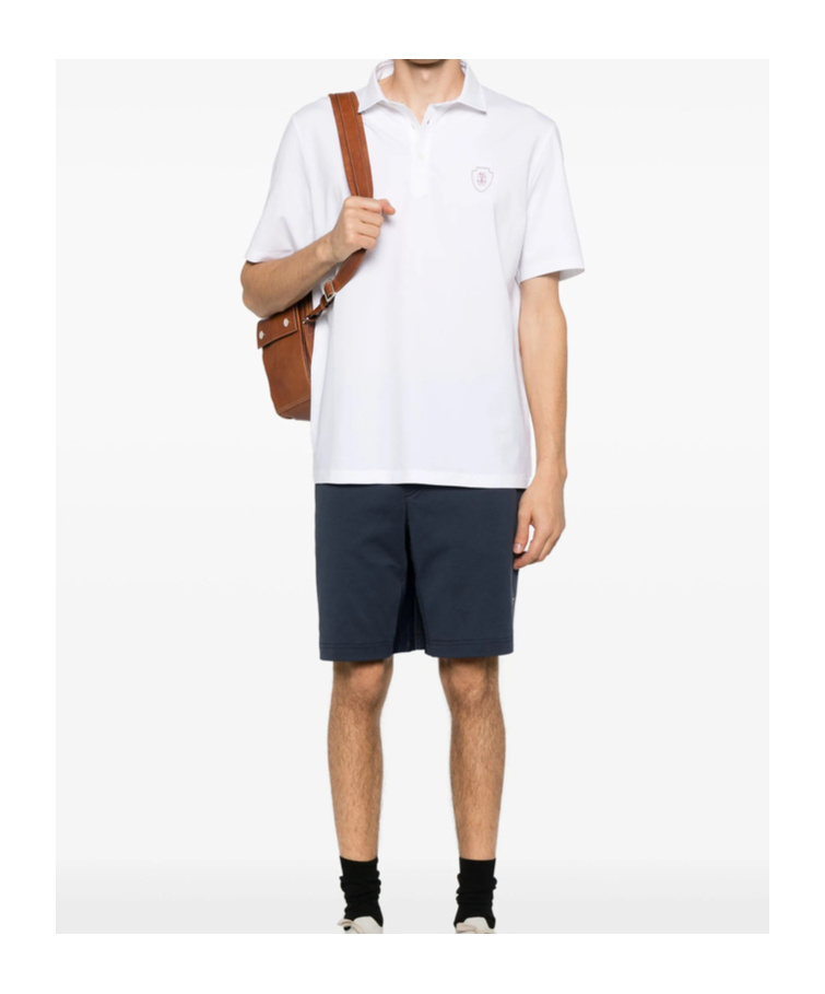 Brunello Cucinelli Polo Shirt With Lapel Short Sleeve In White