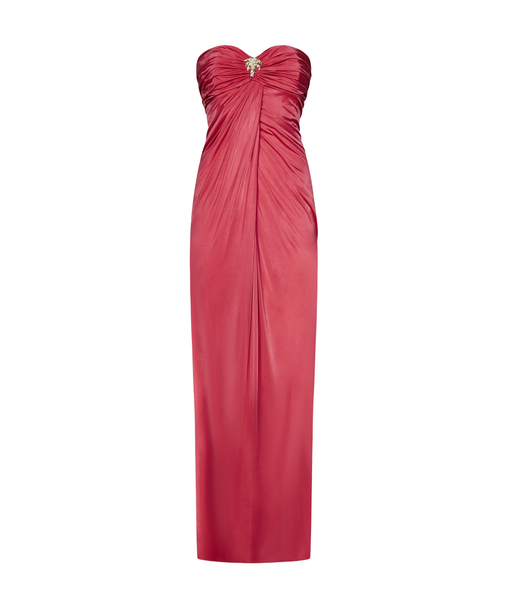 Zuhair Murad Long Sugar Coral Draped Bustier Dress In Red