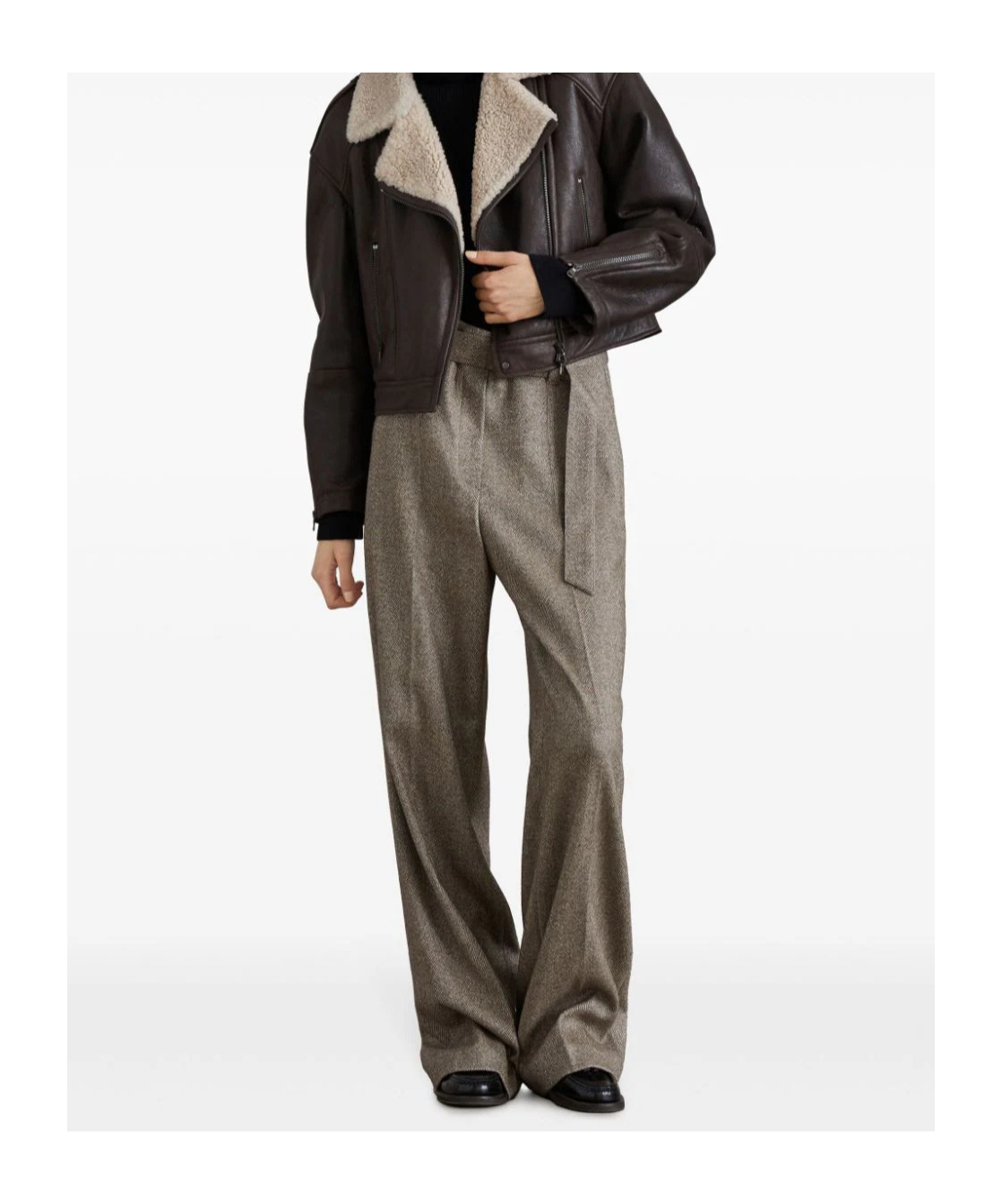Brunello Cucinelli Herringbone-pattern Pressed-crease Trousers In Gray
