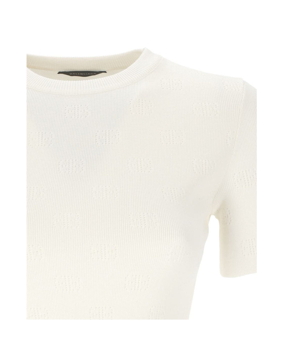 Balenciaga Crewneck Knitted Top In White