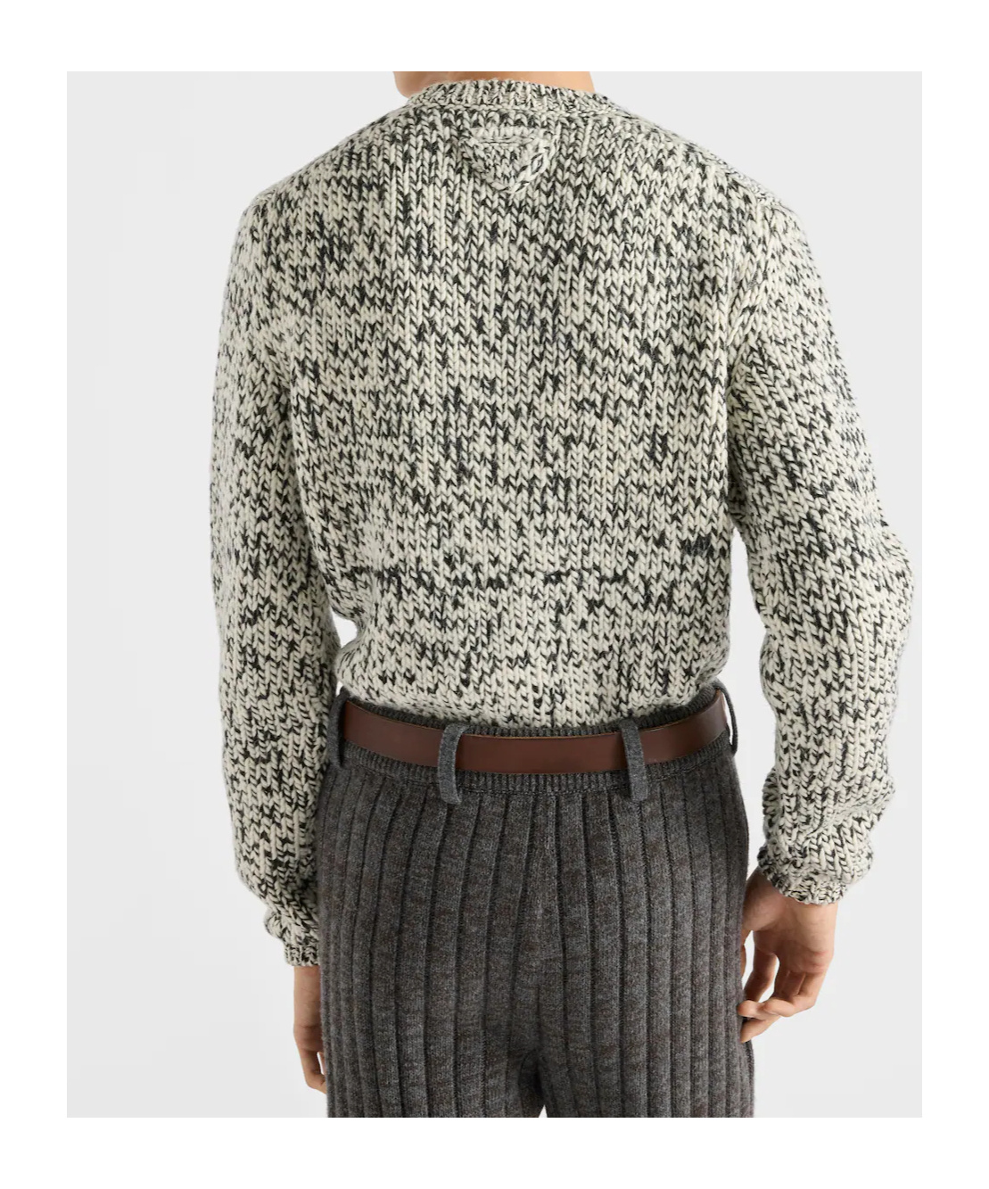 Prada Beige Two-tone Wool Cardigan In Multi