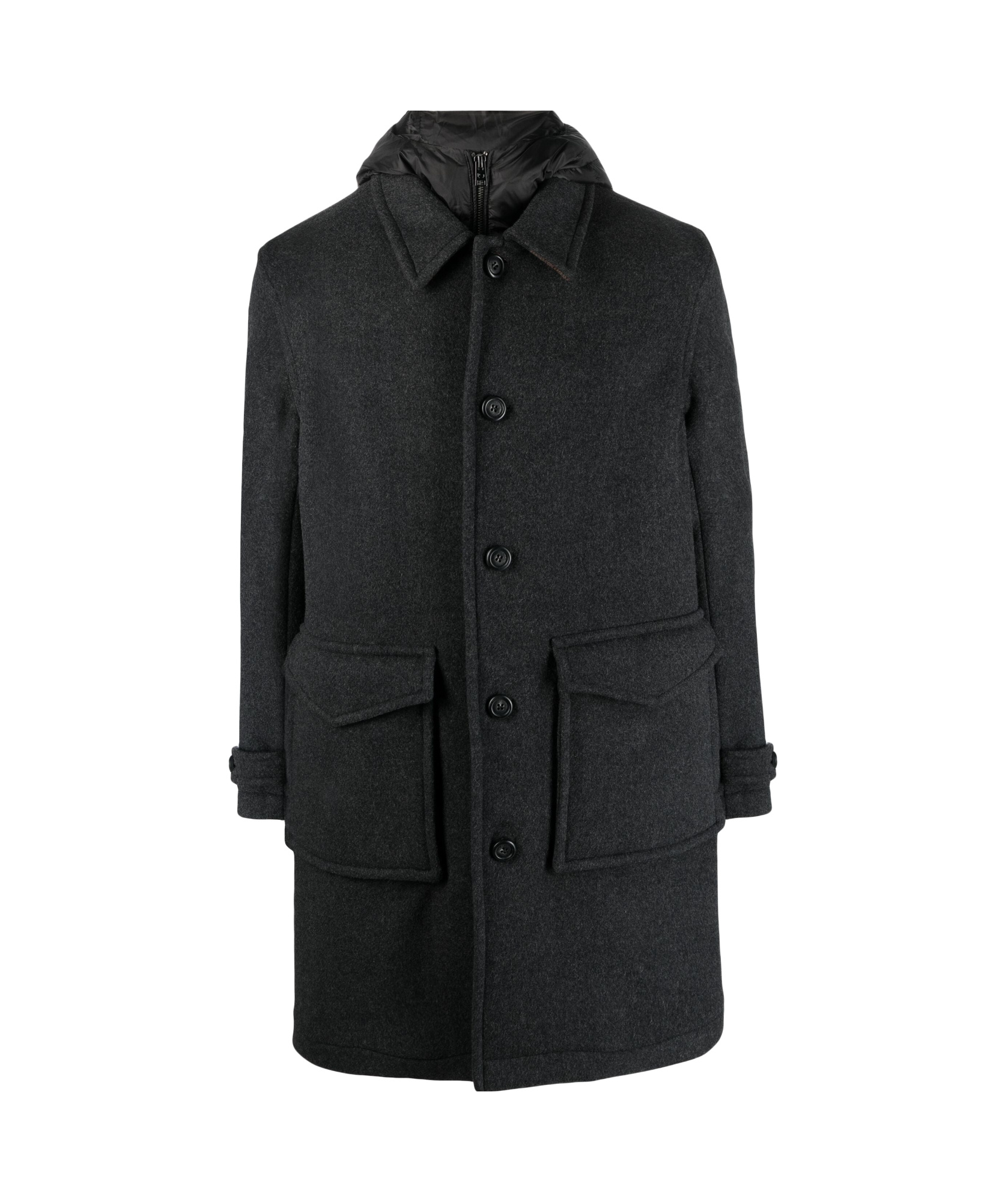 Woolrich Wool-blend Button-up Coat In Black