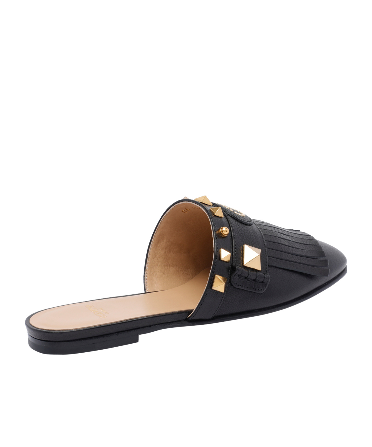 Valentino Round Head Slippers In Black