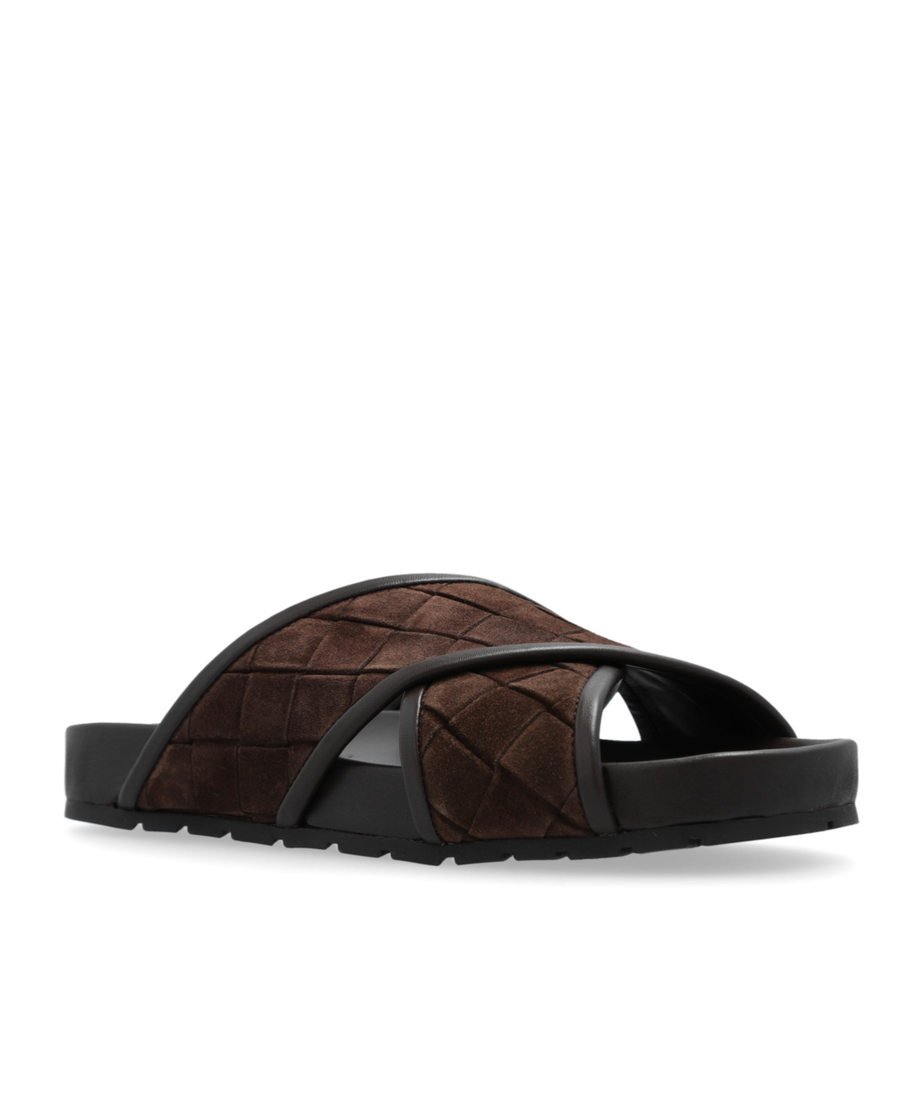 Shop Bottega Veneta Tarik Intrecciato Suede Sandals In Brown