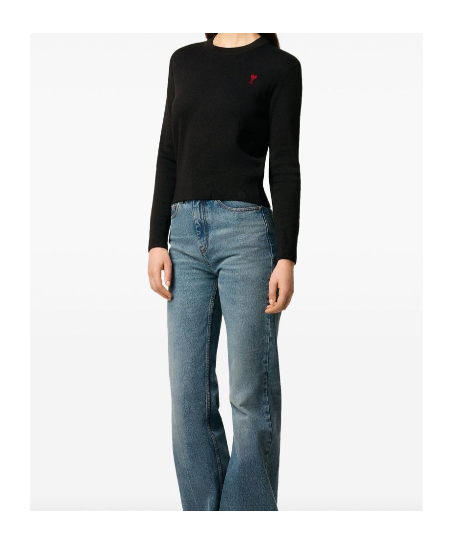 Ami Alexandre Mattiussi Ami Paris Ami De Coeur Black Crew-neck Sweatshirt Women In Black