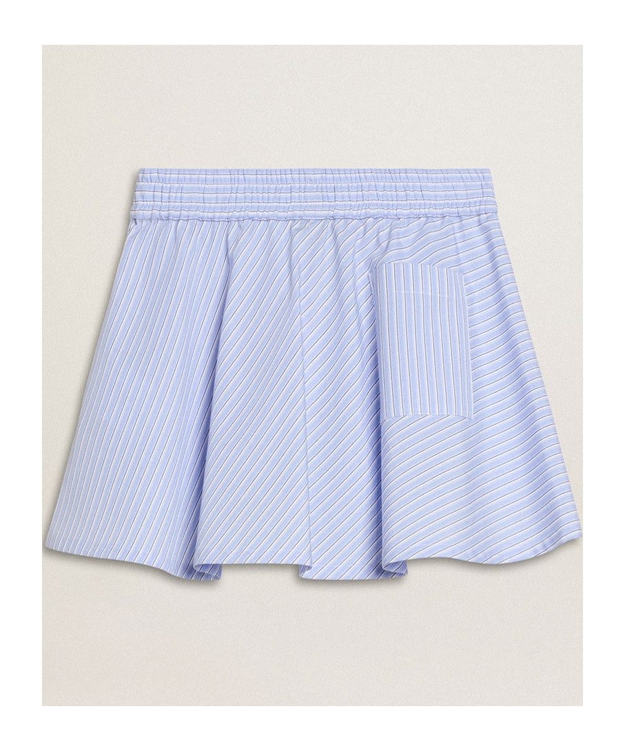 Golden Goose Light Blue Striped Cotton Skirt In Blue