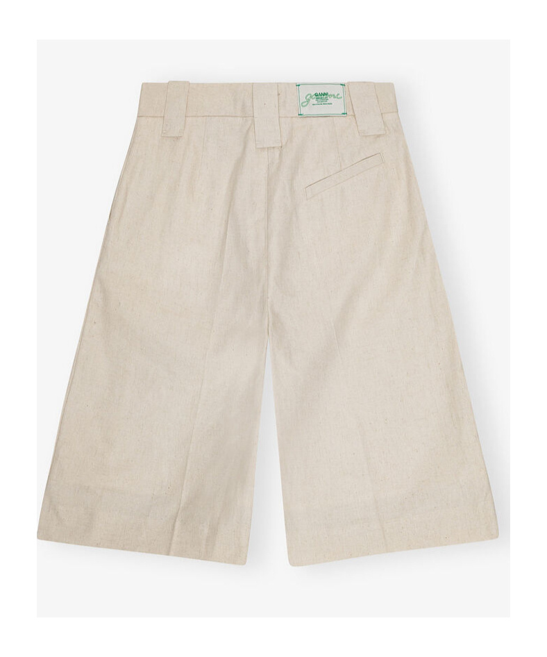 Ganni Melange Tailoring Wide Shorts In Nude
