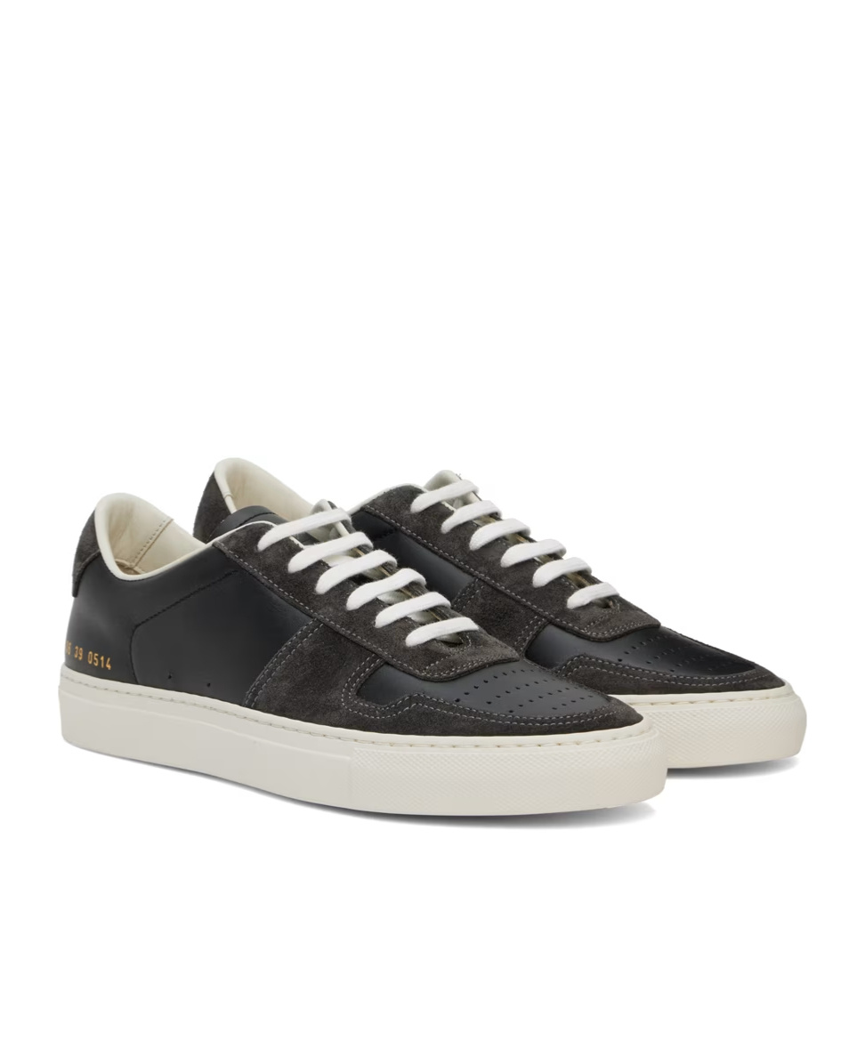 Common Projects Bball Duo Leather And Suede Sneakers In Black